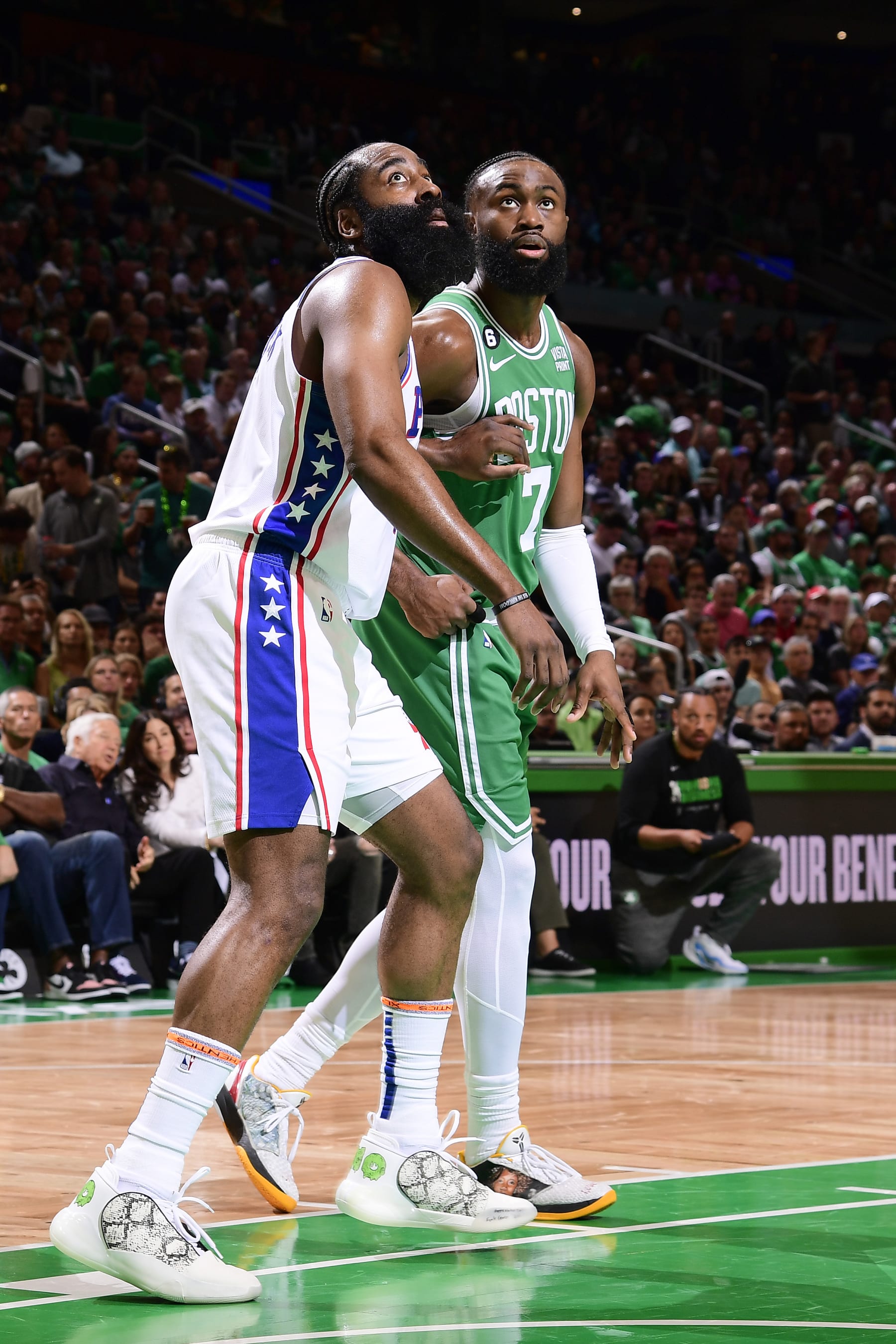 James Harden and Jaylen Brown
