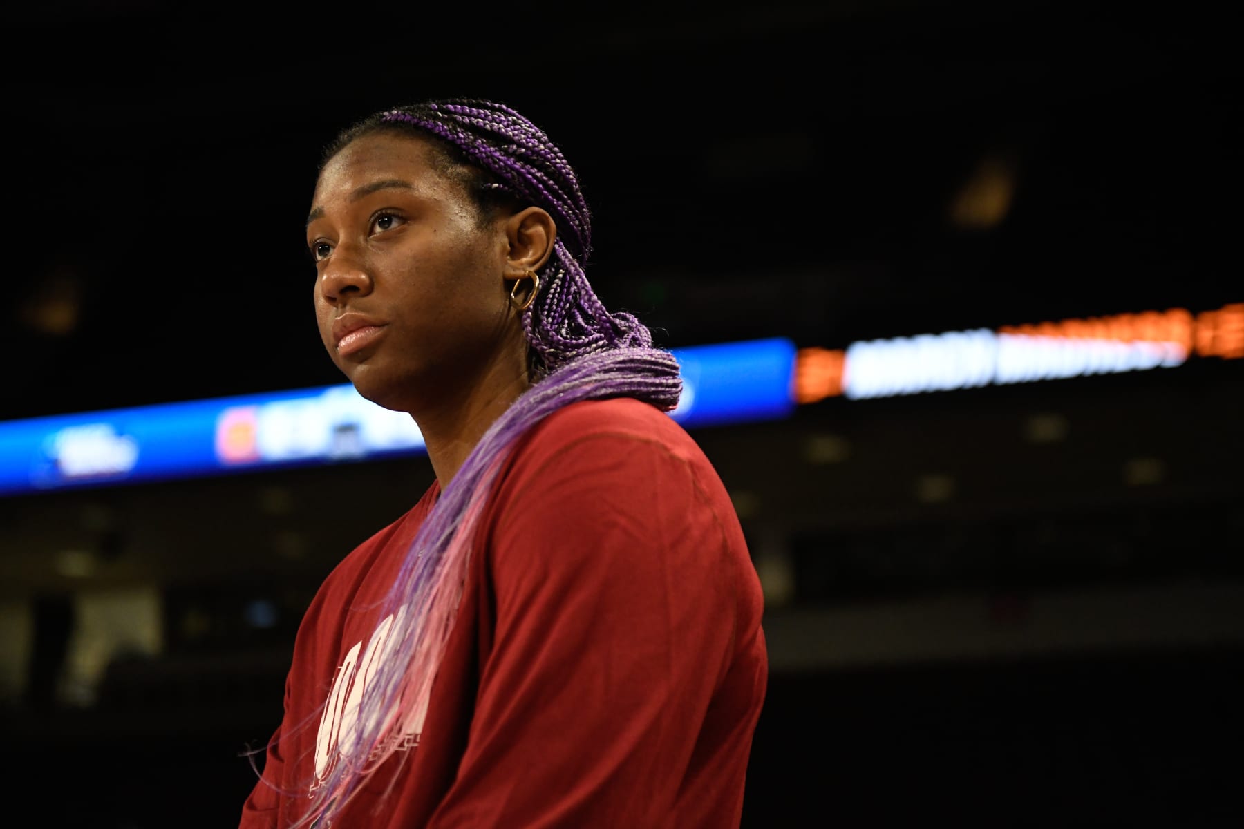 COLUMBIA, SC - MARCH 20: South Carolina forward Aliyah Boston #4 warms up before the second round of the 2022 NCAA Women's Basketball Tournament held at Colonial Life Arena on March 20, 2022 in Columbia, South Carolina. (Photo by Gerry Melendez/NCAA Photos via Getty Images)