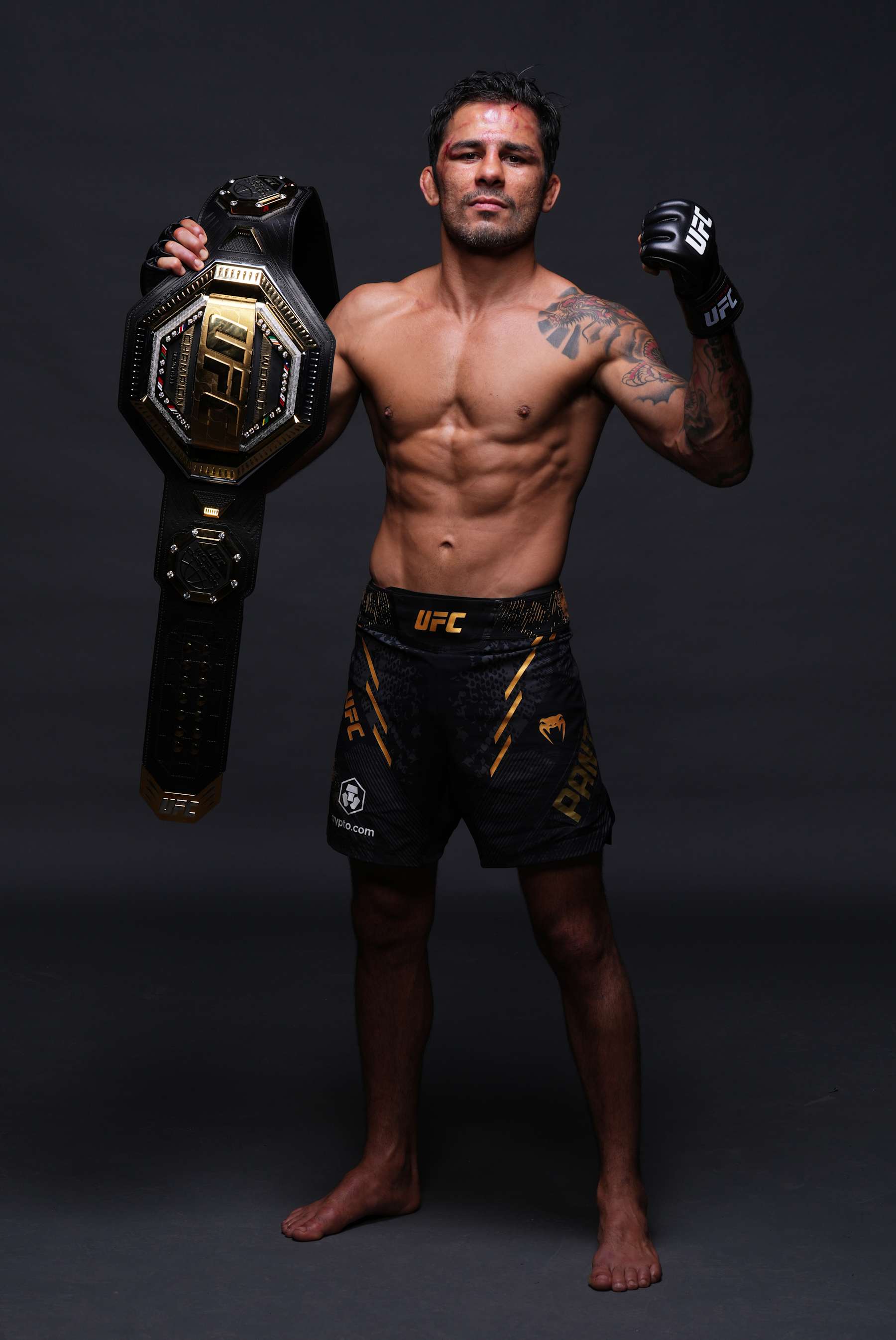 Alexandre Pantoja poses for a portrait after his victory over Steve Erceg