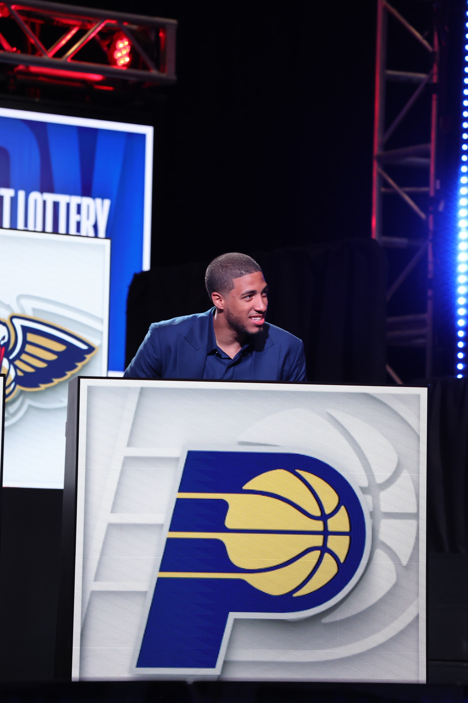 CHICAGO,IL - MAY 16: Tyrese Haliburton represents the Indiana Pacers during the 2023 NBA Draft Lottery at McCormick Place on May 16, 2023 in Chicago, Illinois. NOTE TO USER: User expressly acknowledges and agrees that, by downloading and or using this photograph, user is consenting to the terms and conditions of the Getty Images License Agreement. Mandatory Copyright Notice: Copyright 2023 NBAE (Photo by Jeff Haynes/NBAE via Getty Images)