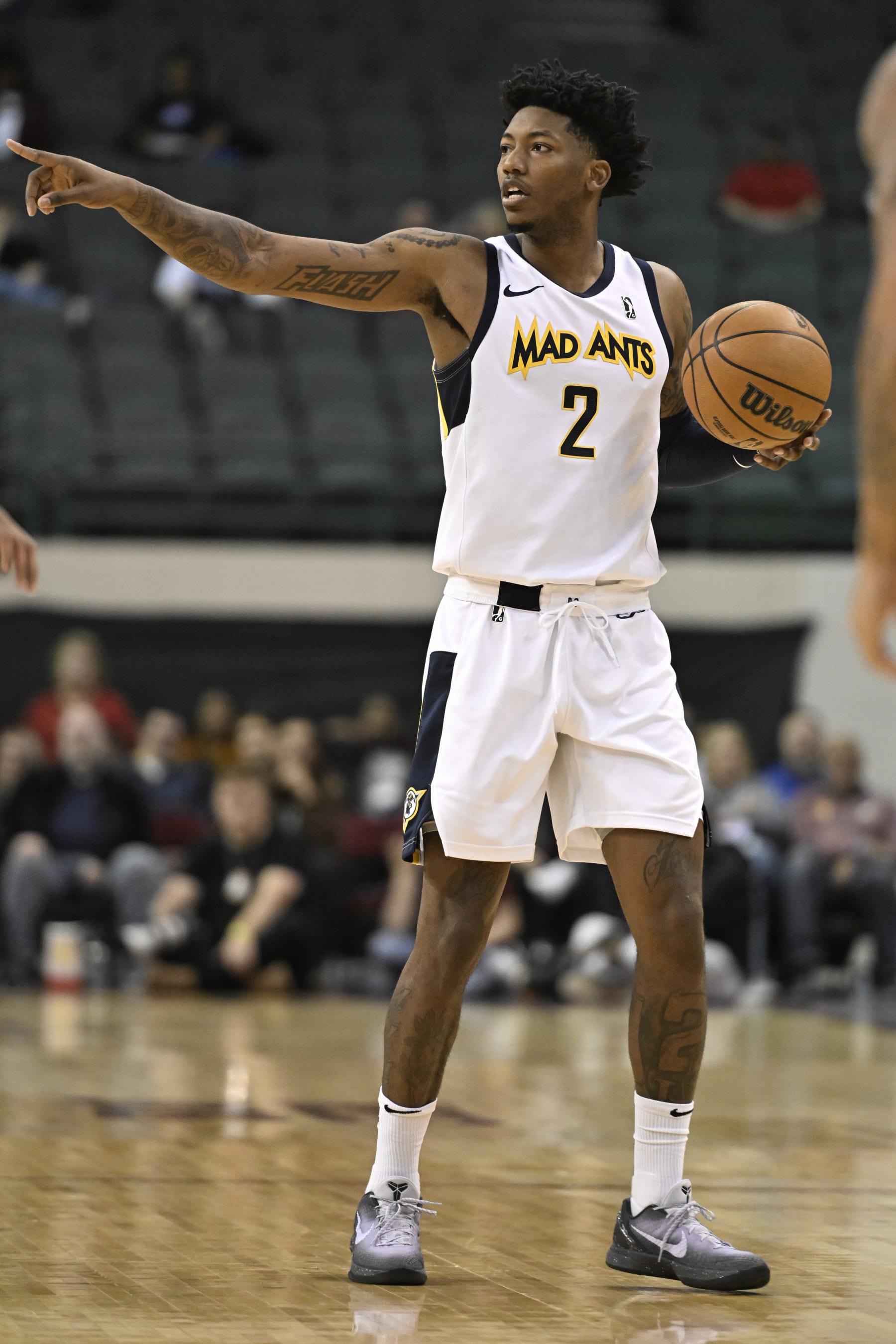 CLEVELAND, OH - DECEMBER 07: Elfrid Payton #2 of the Indiana Mad Ants handles the ball during the game against the Cleveland Charge on December 07, 2023 in Cleveland, Ohio at the Wolstein Center. NOTE TO USER: User expressly acknowledges and agrees that, by downloading and or using this Photograph, User is consenting to the terms and conditions of the Getty Images License Agreement. Mandatory Copyright Notice: Copyright 2021 NBAE (Photo by David Liam Kyle/NBAE via Getty Images)