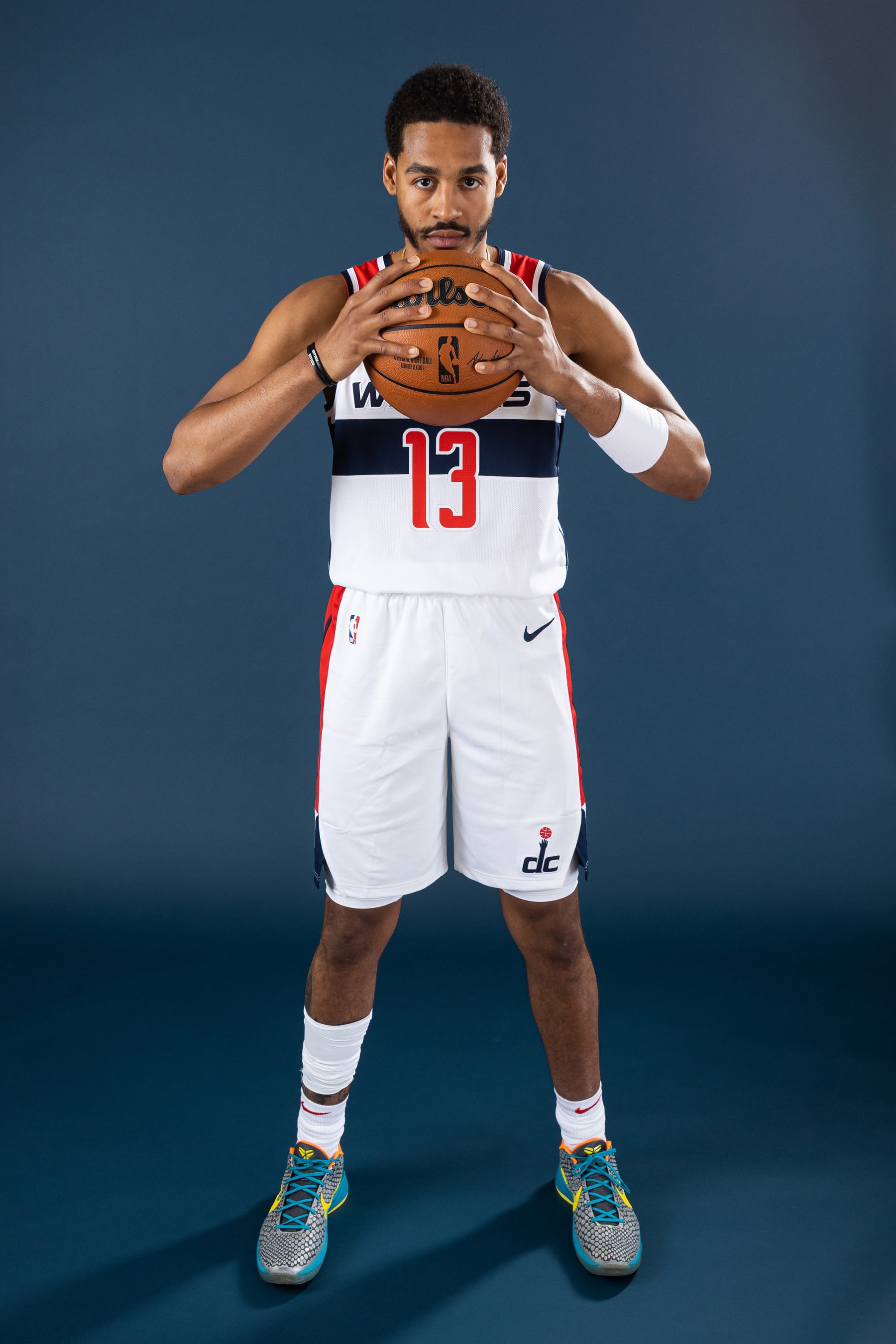 WASHINGTON DC - JULY 7: Jordan Poole #13 of the Washinton Wizards poses for a portrait on July 7, 2023 at Entertainment and Sports Arena in Washington, DC. NOTE TO USER: User expressly acknowledges and agrees that, by downloading and/or using this photograph, user is consenting to the terms and conditions of the Getty Images License Agreement. Mandatory Copyright Notice: Copyright 2023 NBAE (Photo by Stephen Gosling/NBAE via Getty Images)