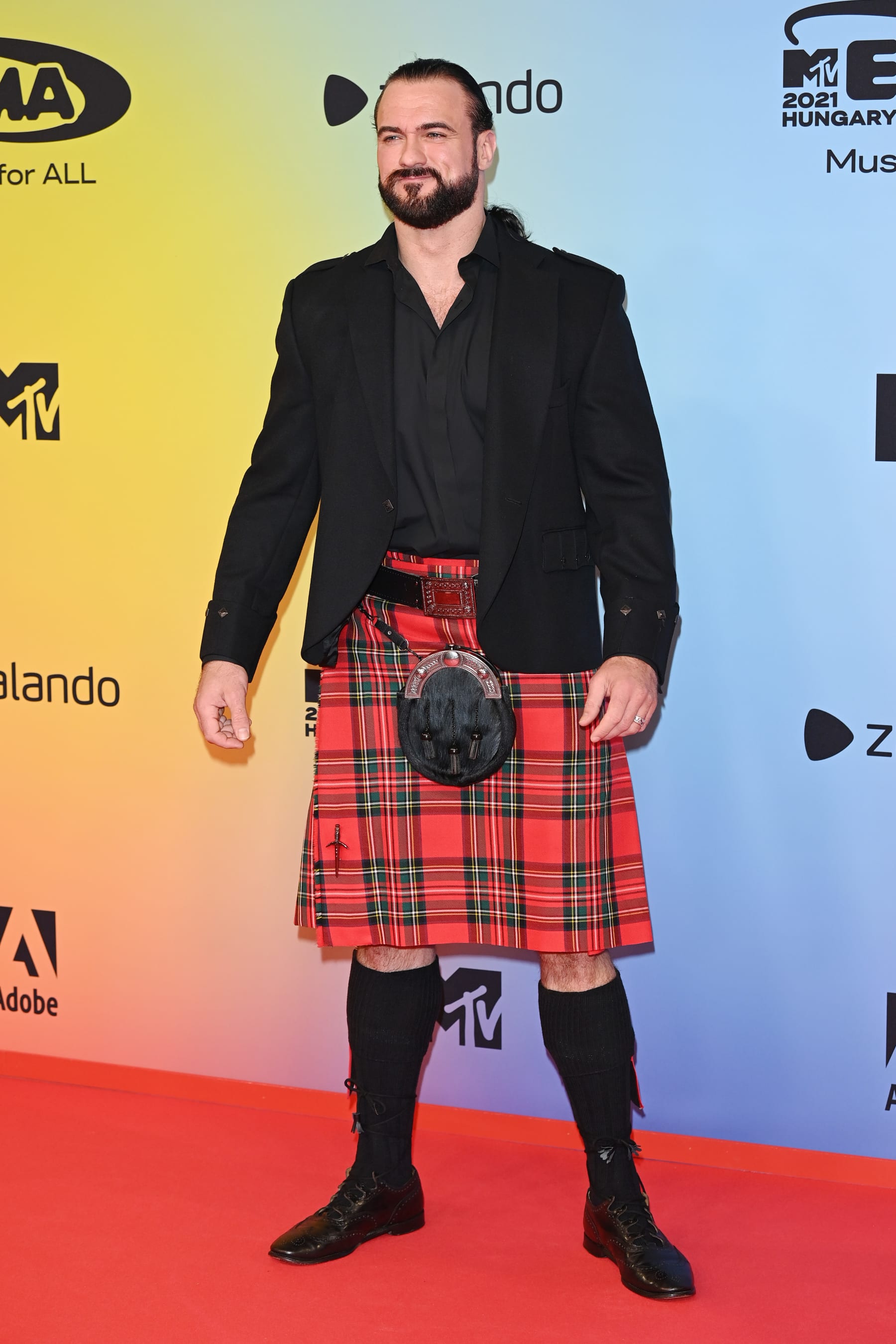 BUDAPEST, HUNGARY - NOVEMBER 14: Drew McIntyre attends the MTV EMAs 2021 at the Papp Laszlo Budapest Sports Arena on November 14, 2021 in Budapest, Hungary. (Photo by Daniele Venturelli/Daniele Venturelli/WireImage )