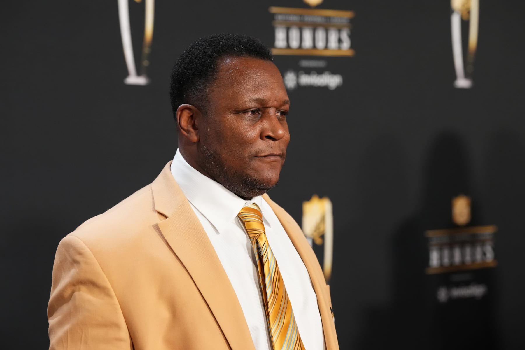 PHOENIX, AZ - FEBRUARY 09: Barry Sanders poses for a photo on the red carpet during NFL Honors at the Symphony Hall on February 9, 2023 in Phoenix, Arizona. (Photo by Cooper Neill/Getty Images)