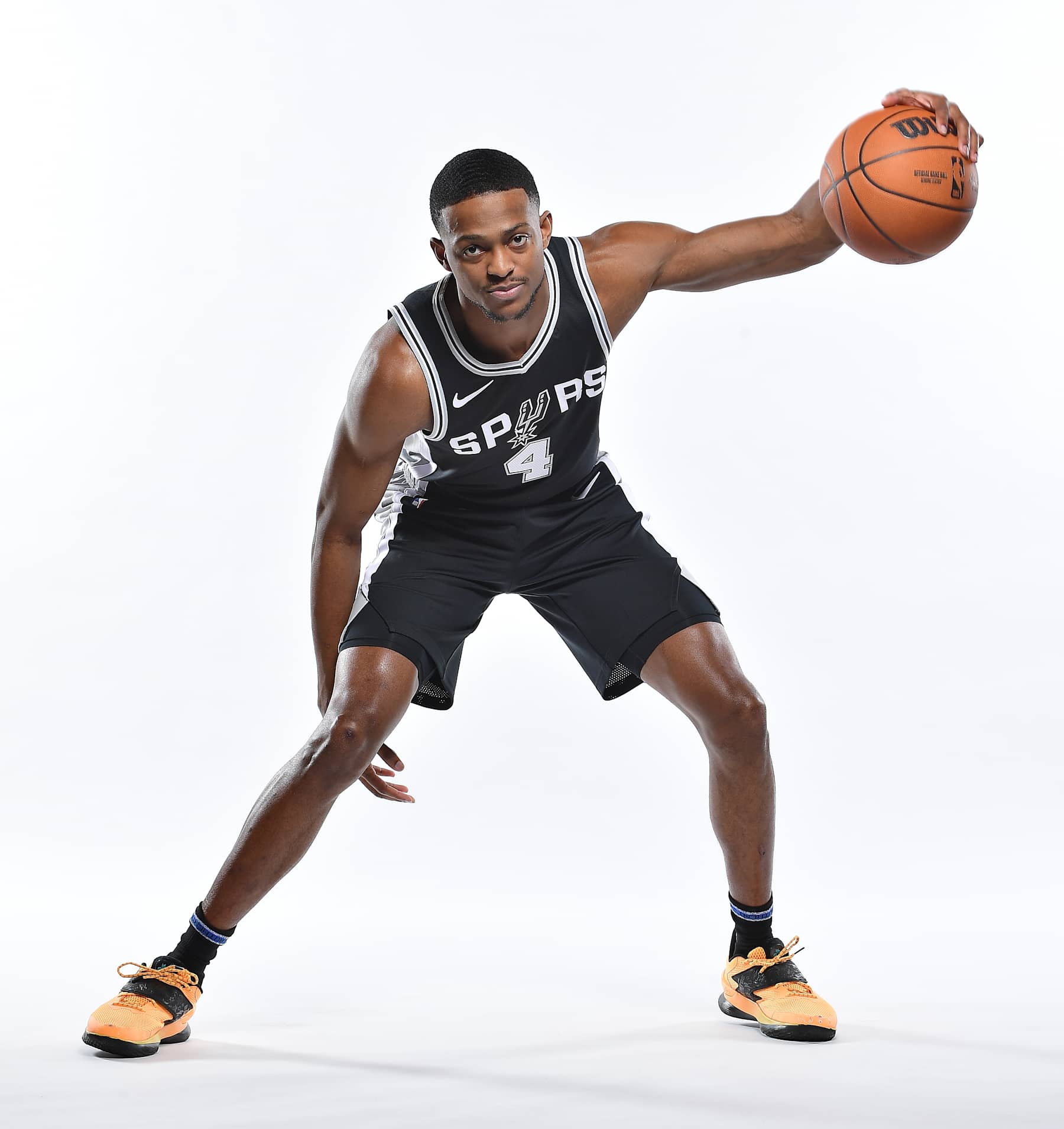 San Antonio TX, - FEBRUARY 3: De'Aaron Fox #4 of the San Antonio Spurs poses for a portrait on February 3, 2025 at Victory Capital Center in San Antonio Texas. NOTE TO USER: User expressly acknowledges and agrees that, by downloading and or using this photograph, user is consenting to the terms and conditions of the Getty Images License Agreement. Mandatory Copyright Notice: Copyright 2025 NBAE (Photos by Michael Gonzales/NBAE via Getty Images)