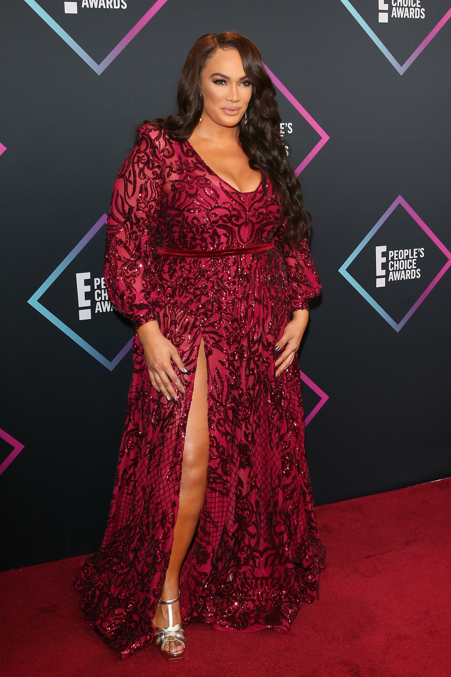 Nia Jax, nominee for The Game Changer of 2018, arrives for the People's Choice Awards 2018 at Barker Hangar, in Santa Monica, California, on November 11, 2018. (Photo by Jean-Baptiste LACROIX / AFP)        (Photo credit should read JEAN-BAPTISTE LACROIX/AFP via Getty Images)