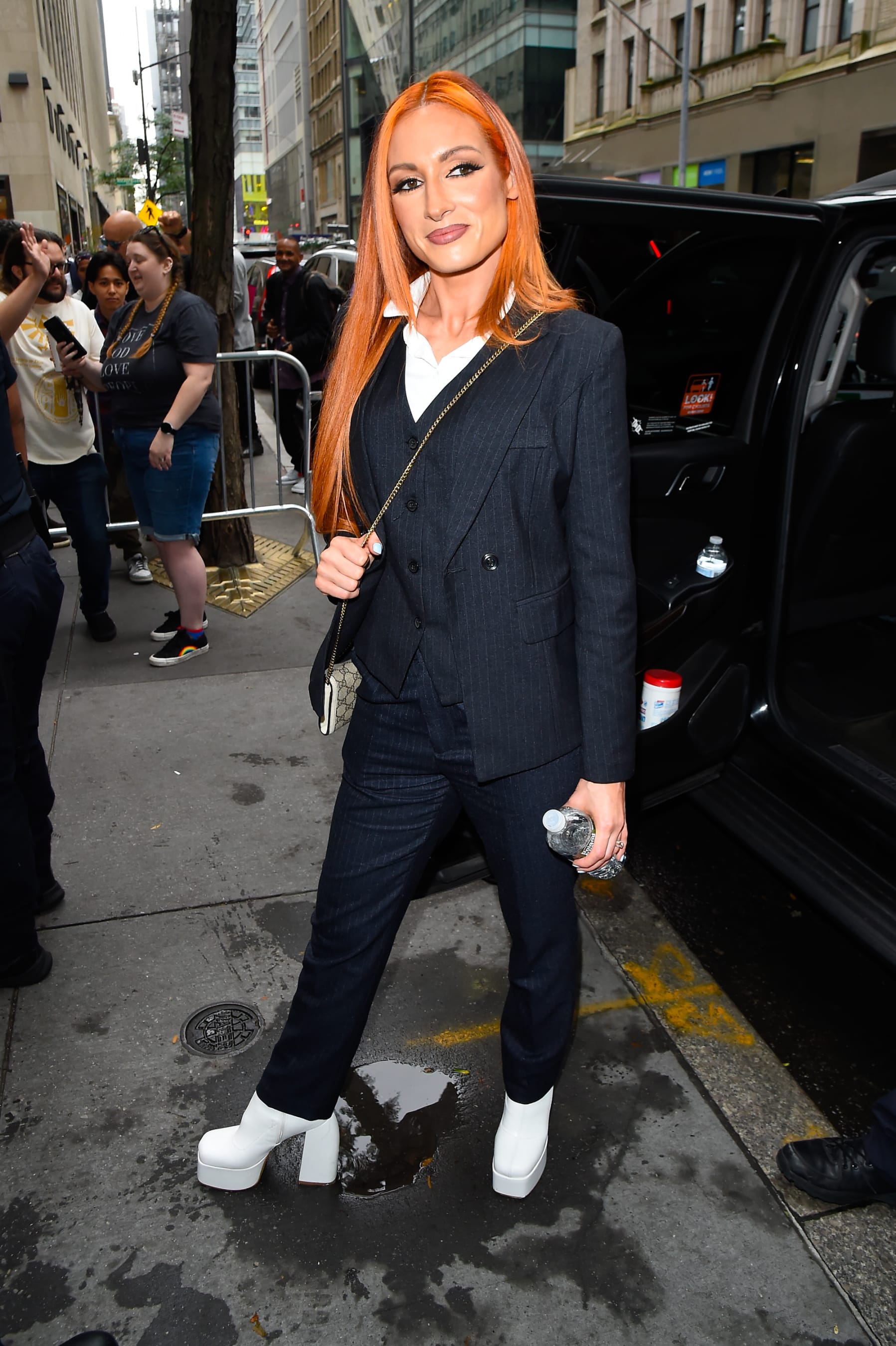 NEW YORK, NEW YORK - JUNE 27:  Becky Lynch is seen outside the "Today" show on June 27, 2023 in New York City. (Photo by Raymond Hall/GC Images)