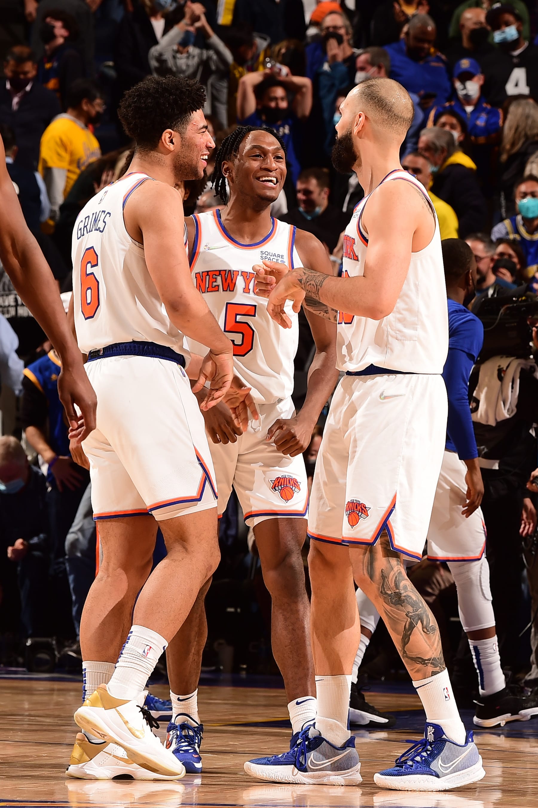 Quentin Grimes, Immanuel Quickley and Evan Fournier