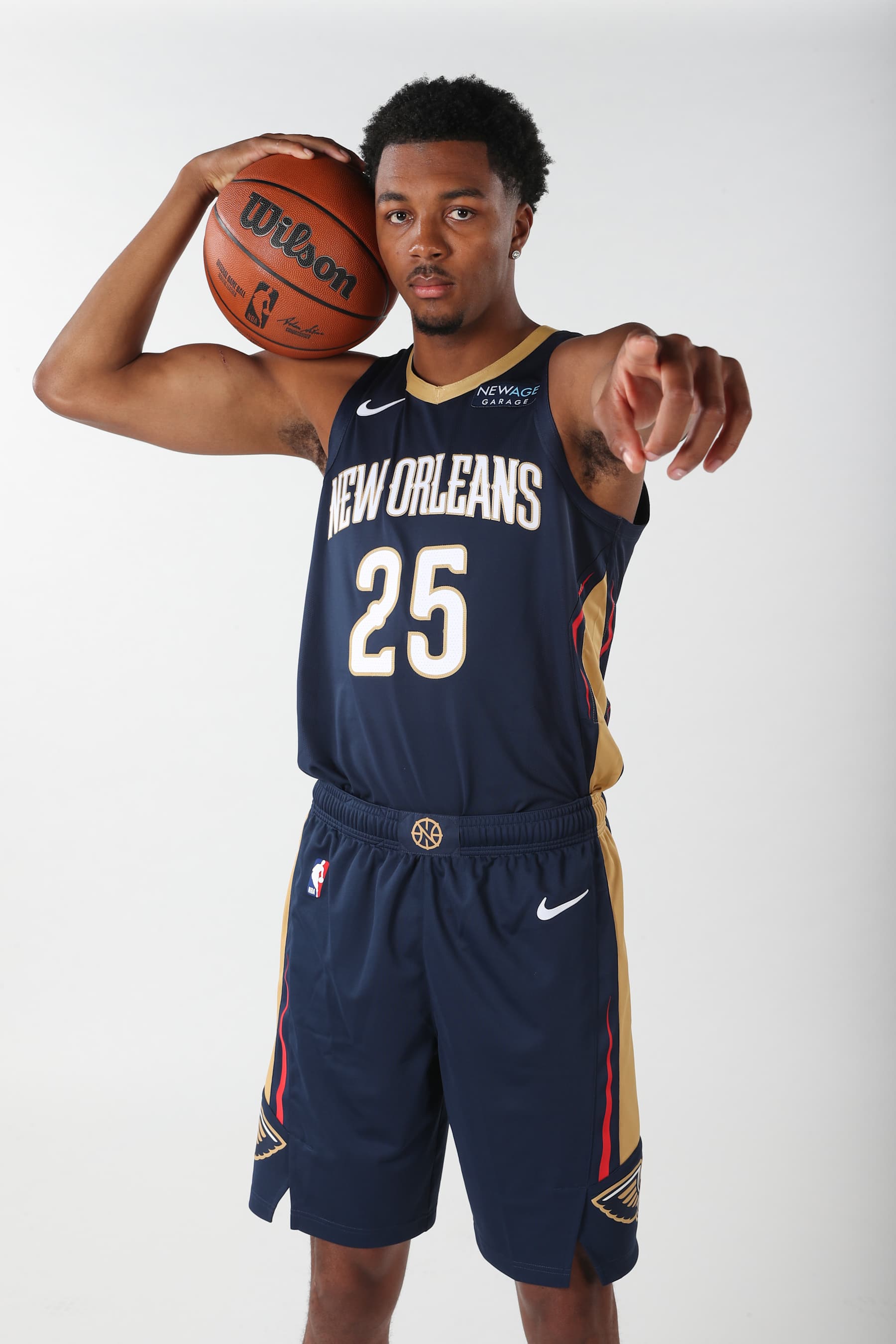 NEW ORLEANS, LA - SEPTEMBER 30: Trey Murphy III #25 of the New Orleans Pelicans poses for a portrait during 2024-25 media day on September 30.2024 in New Orleans, Louisiana at the Smoothie King Center. NOTE TO USER: User expressly acknowledges and agrees that, by downloading and or using this Photograph, user is consenting to the terms and conditions of the Getty Images License Agreement. Mandatory Copyright Notice: Copyright 2024 NBAE (Photo by Layne Murdoch Jr./NBAE via Getty Images)