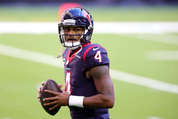 HOUSTON, TEXAS - JANUARY 03: Deshaun Watson #4 of the Houston Texans in action against the Tennessee Titans during a game at NRG Stadium on January 03, 2021 in Houston, Texas. (Photo by Carmen Mandato/Getty Images)