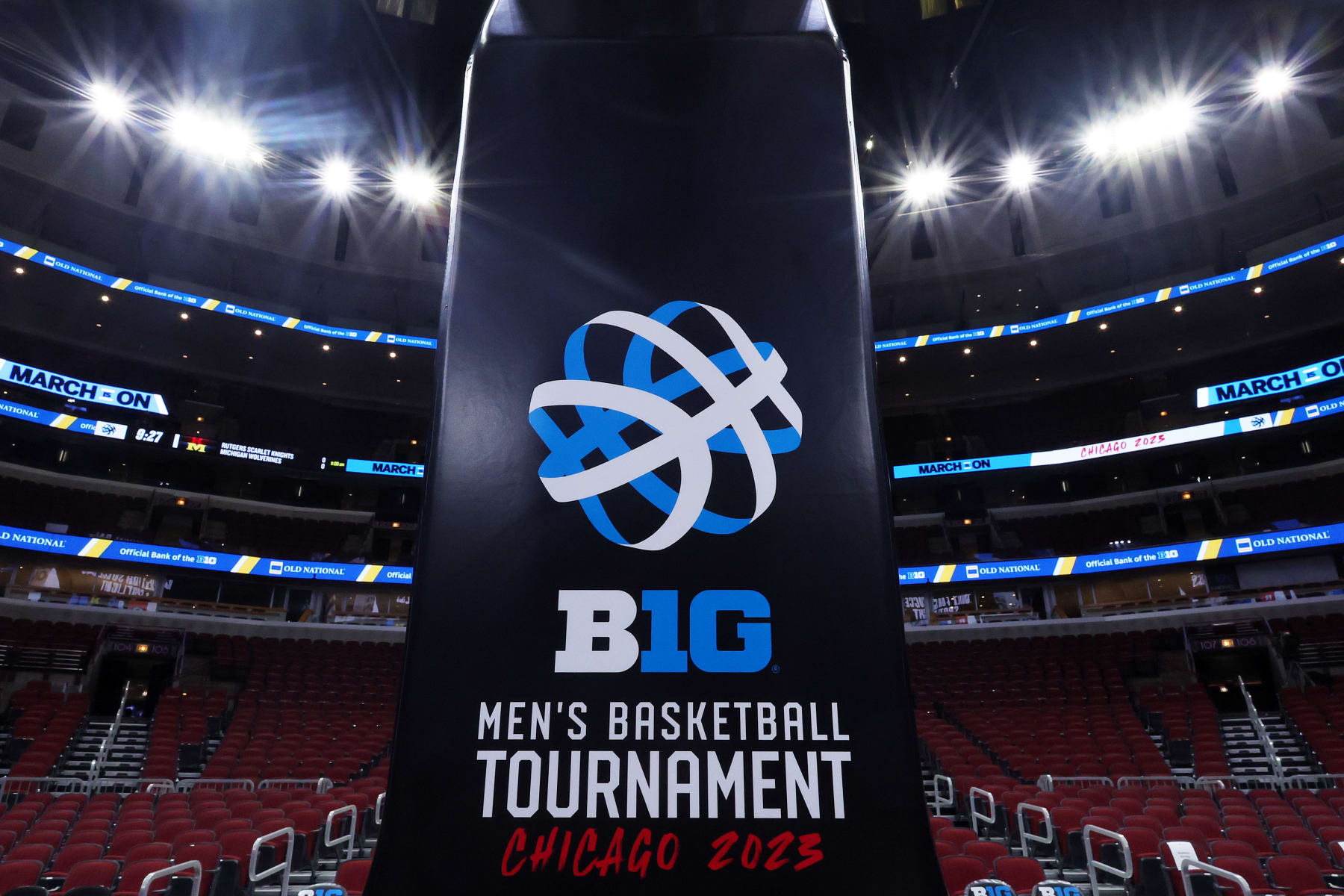 CHICAGO, ILLINOIS - MARCH 10: A general view of signag during the Big Ten Tournament at United Center on March 10, 2023 in Chicago, Illinois. (Photo by Michael Reaves/Getty Images)