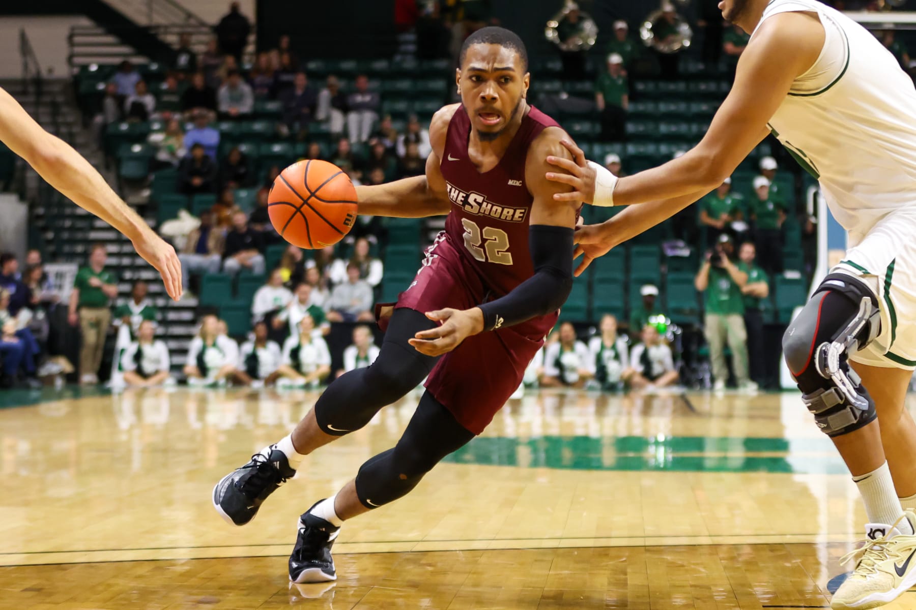 CHARLOTTE, NC - NOVEMBER 14: Nathaniel Pollard Jr. (22) of the Maryland-Eastern Shore Hawks drives to the basket during a basketball game between the Charlotte 49ers and the Maryland-Eastern Shore Hawks on Nov 14, 2022 at Dale F. Halton Arena in Charlotte, NC. (Photo by David Jensen/Icon Sportswire via Getty Images)