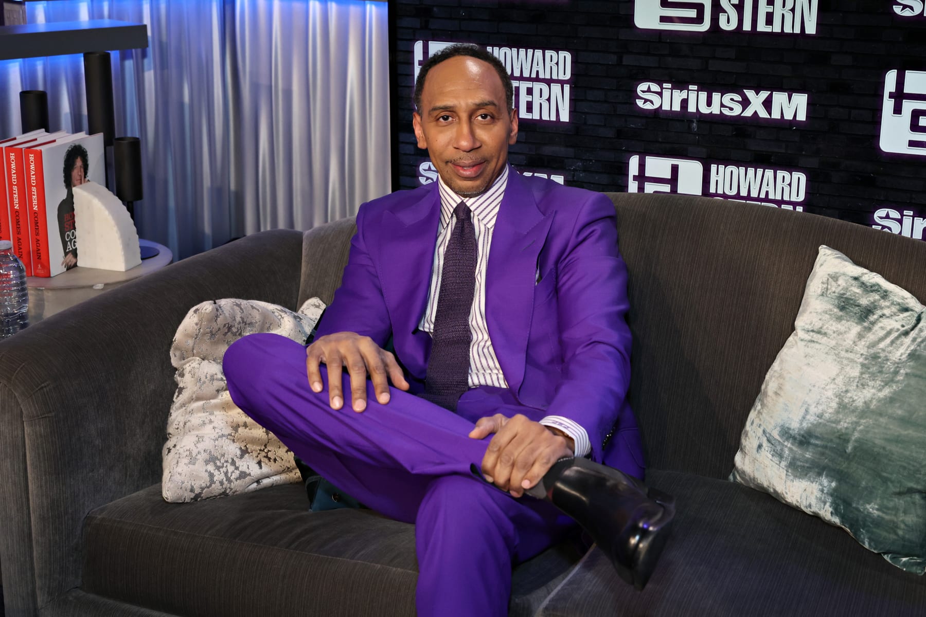 NEW YORK, NEW YORK - JANUARY 23: Stephen A. Smith visits SiriusXM's 'The Howard Stern Show' at SiriusXM Studio on January 23, 2024 in New York City. (Photo by Cindy Ord/Getty Images for SiriusXM)