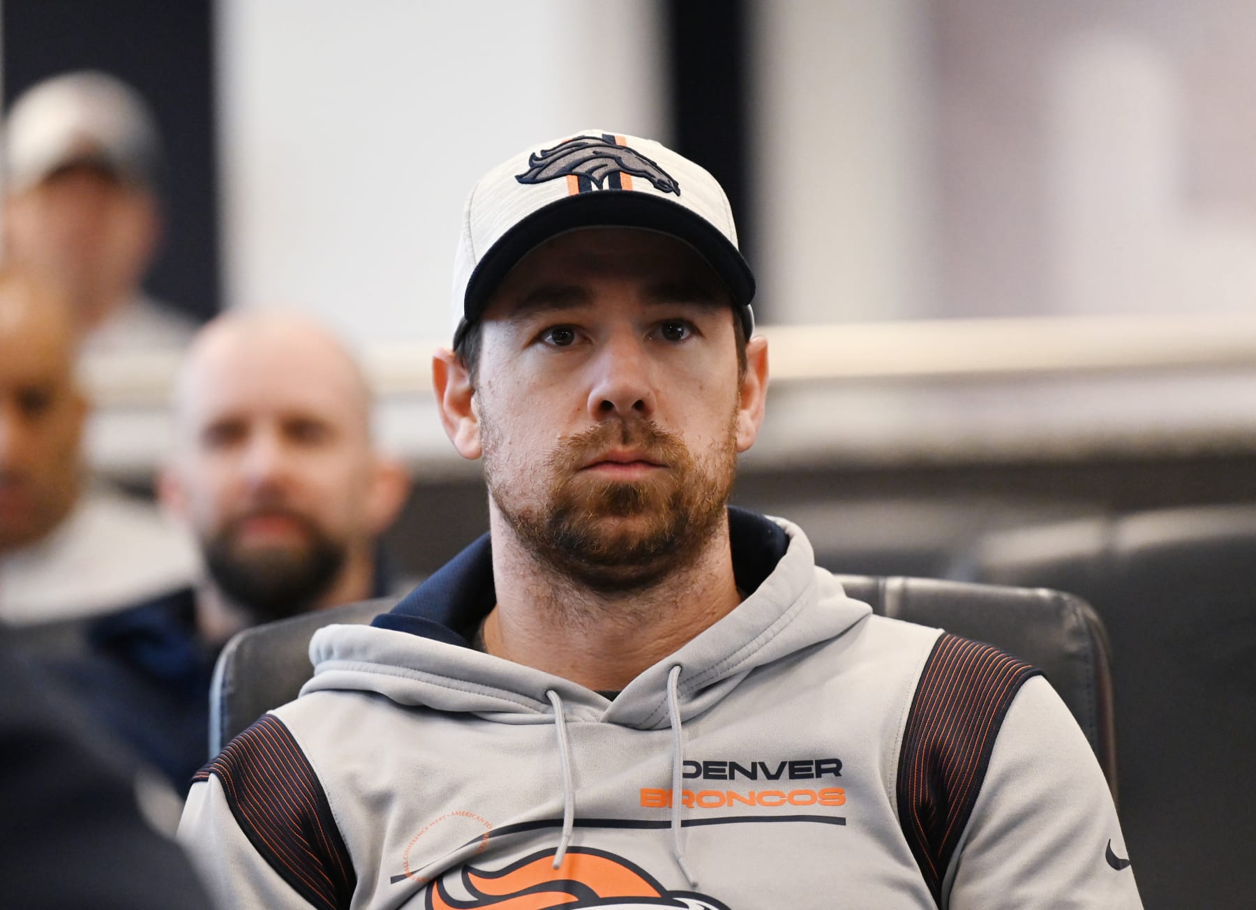 ENGLEWOOD COLORADO - FEBRUARY 22: Klint Kubiak, Passing Game Coordinator, attends a press conference announcing the new coaching staff for the Denver Broncos at UCHeath Training Center on February 22, 2022 in Englewood, Colorado. (Photo by RJ Sangosti/MediaNews Group/The Denver Post via Getty Images)