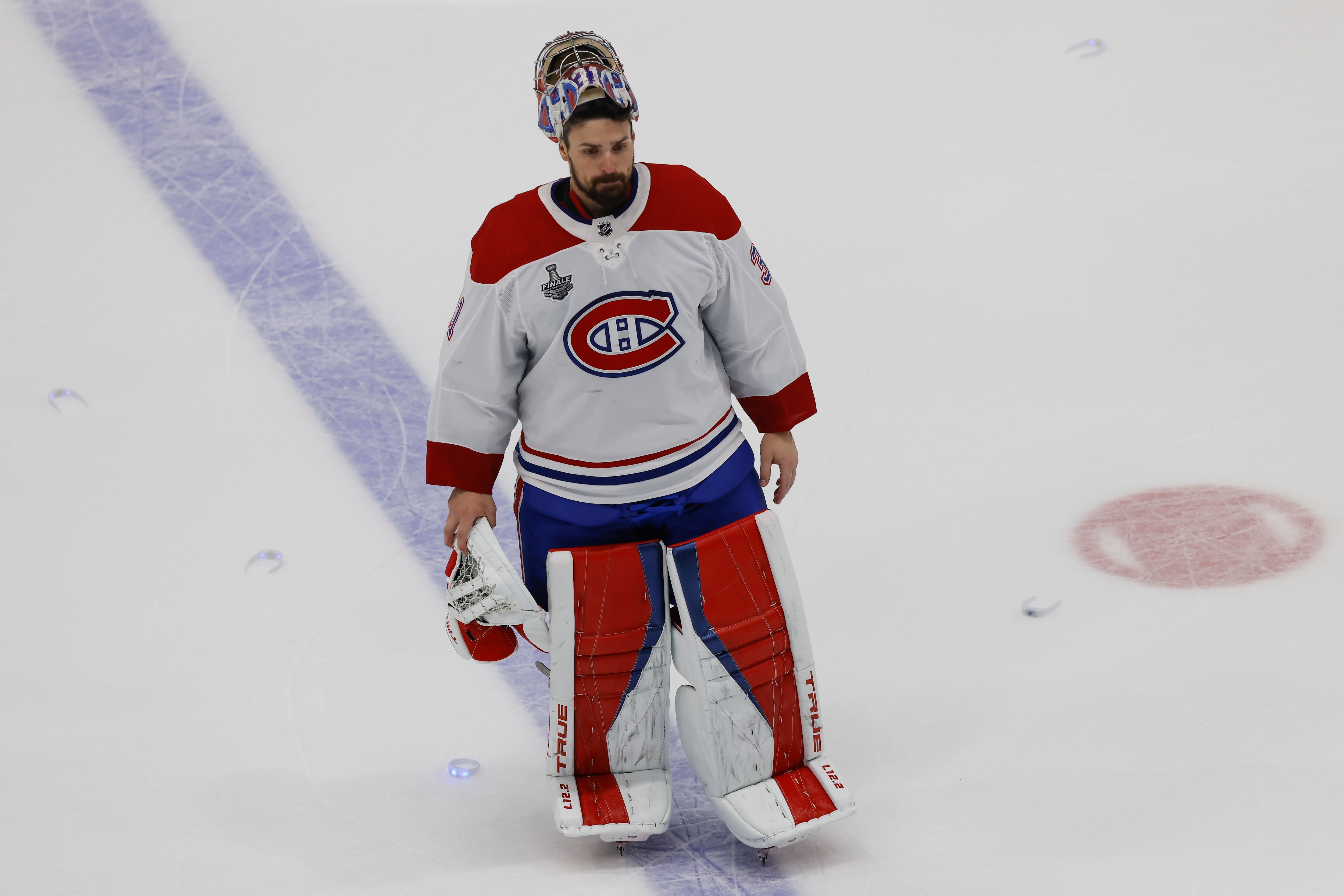 TAMPA, FL - JULY 07: Montreal Canadiens goaltender Carey Price (31) skates off the ice following Game Five of the 2021 Stanley Cup Final between the Montreal Canadiens and the Tampa Bay Lightning on July 7, 2021 at Amalie Arena in Tampa, Fl.  (Photo by David Rosenblum/Icon Sportswire via Getty Images)
