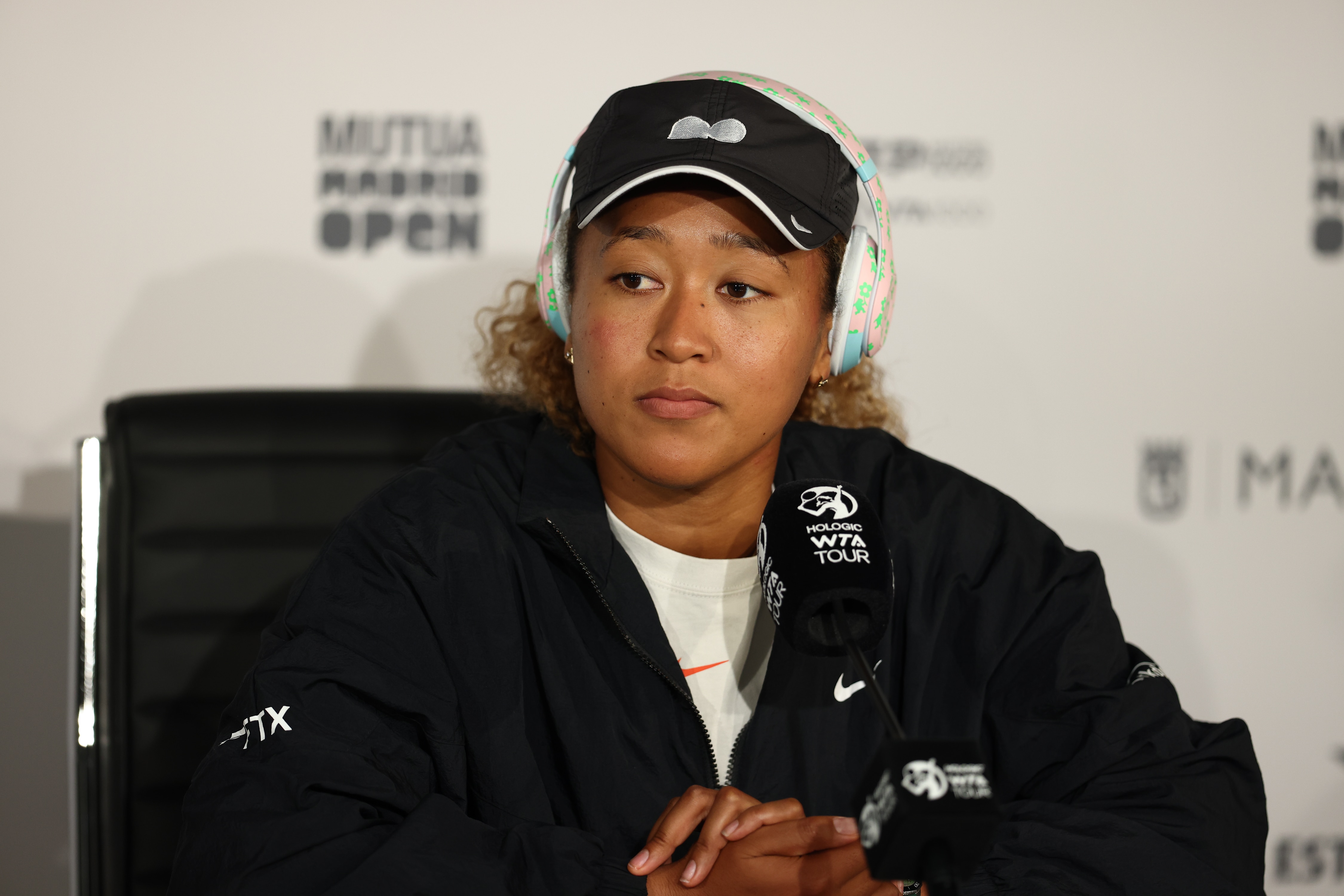 MADRID, SPAIN - MAY 01: Naomi Osaka of Japan attends her press conference during the Mutua Madrid Open 2022 at La Caja Magica on May 01, 2022, in Madrid, Spain. (Photo By Oscar J. Barroso/Europa Press via Getty Images)