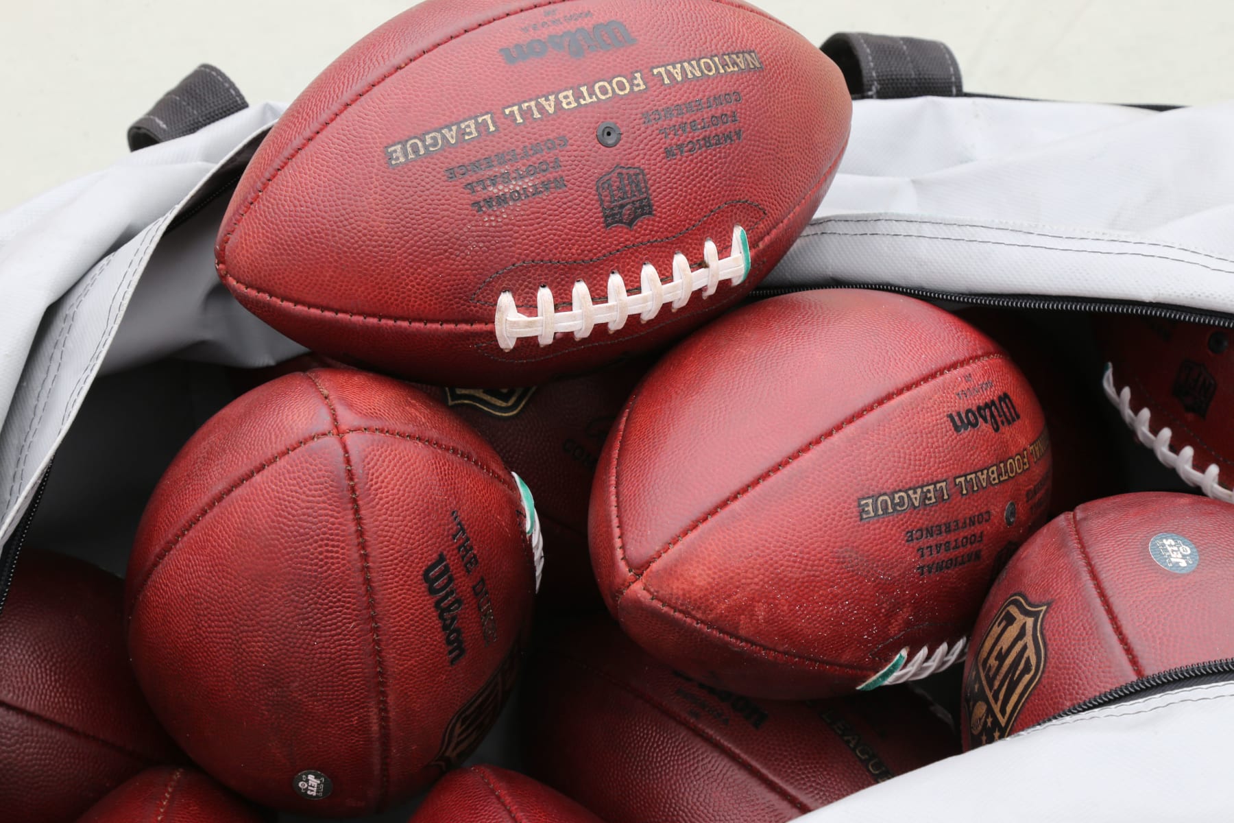 KANSAS CITY, MO - SEPTEMBER 25: General View of a bag of footballs on the sideline before the game between the New York Jets follows  against the Kansas City Chiefs onSeptember 25, 2016 at Arrowhead Stadium in Kansas City, Missouri. (Photo by Al Pereira/Getty Images)