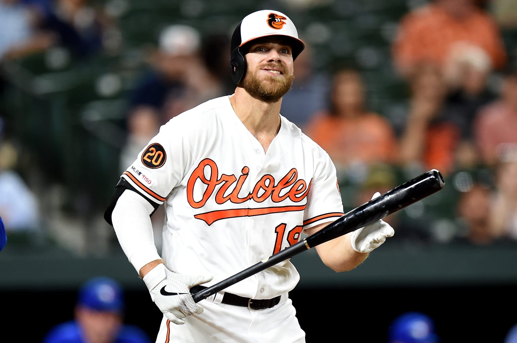 BALTIMORE, MD - JUNE 11:  Chris Davis #19 of the Baltimore Orioles reacts after striking out in the eighth inning against the Toronto Blue Jays at Oriole Park at Camden Yards on June 11, 2019 in Baltimore, Maryland.  (Photo by Greg Fiume/Getty Images)