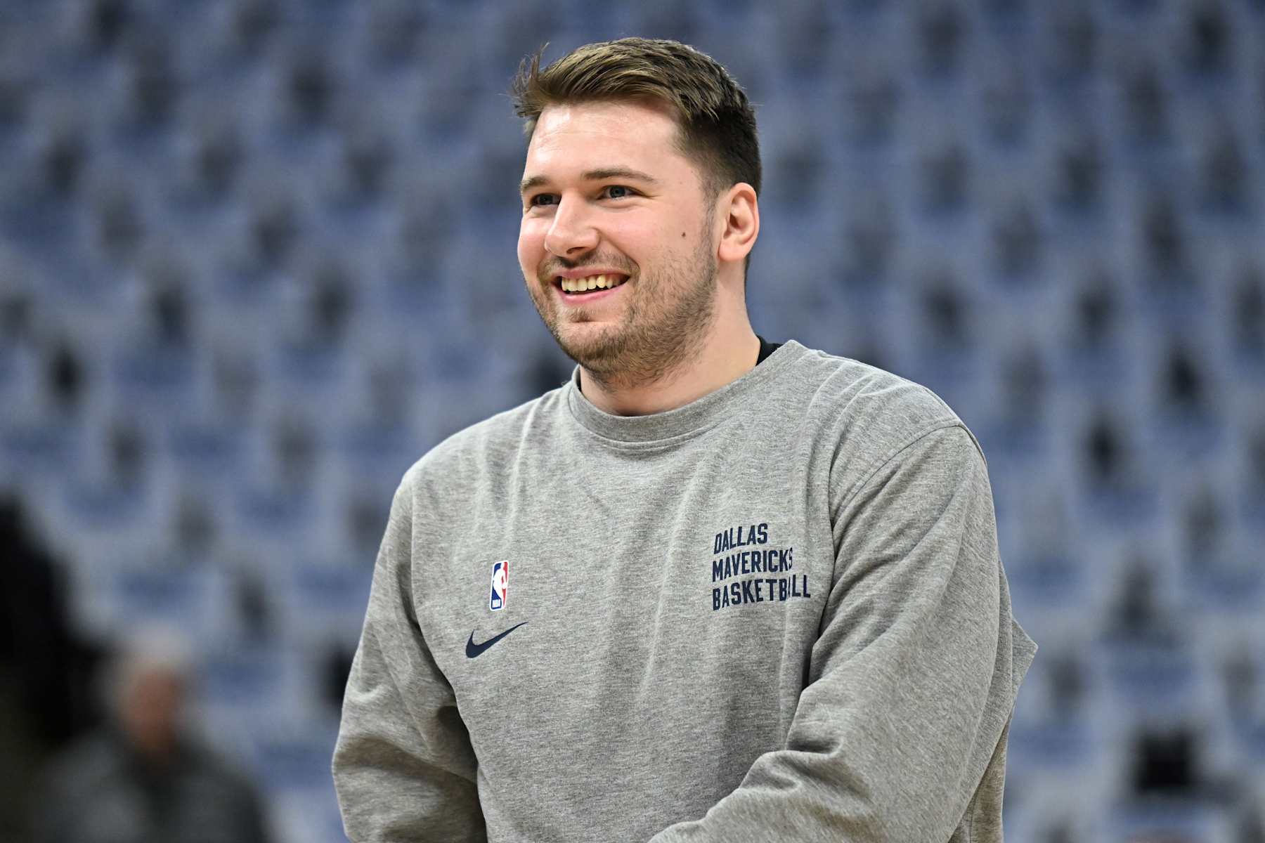 MINNEAPOLIS, MINNESOTA - MAY 30: Luka Doncic #77 of the Dallas Mavericks warms up prior to Game Five of the Western Conference Finals against the Minnesota Timberwolves at Target Center on May 30, 2024 in Minneapolis, Minnesota. NOTE TO USER: User expressly acknowledges and agrees that, by downloading and or using this photograph, User is consenting to the terms and conditions of the Getty Images License Agreement. (Photo by Stephen Maturen/Getty Images)