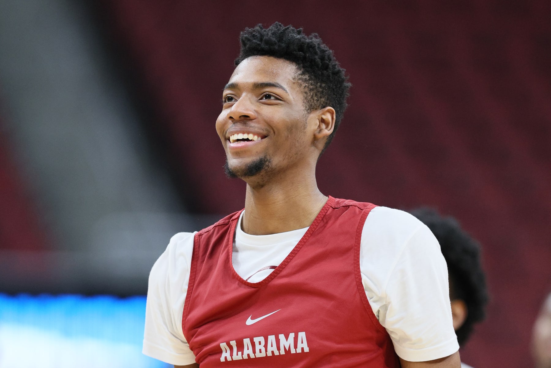 LOUISVILLE, KENTUCKY - MARCH 23:  Brandon Miller #24 of the Alabama Crimson Tide during practice for the NCAA Men's Basketball Tournament - South Regional at KFC YUM! Center on March 23, 2023 in Louisville, Kentucky. (Photo by Andy Lyons/Getty Images)