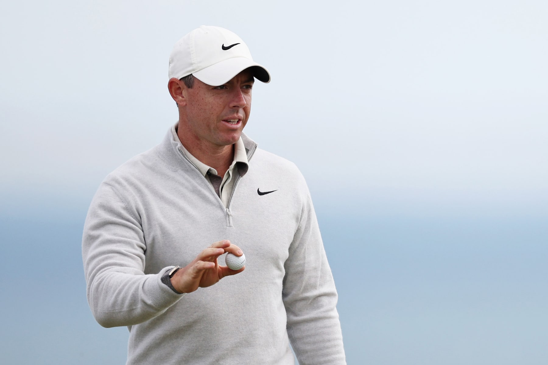 NORTH BERWICK, SCOTLAND - JULY 13: Rory McIlroy of Northern Ireland acknowledges the crowd on the 14th green during Day One of the Genesis Scottish Open at The Renaissance Club on July 13, 2023 in United Kingdom. (Photo by Jared C. Tilton/Getty Images)
