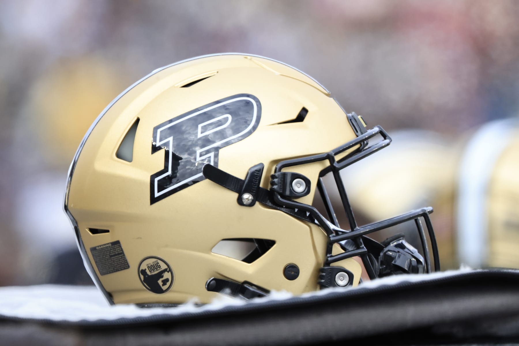 WEST LAFAYETTE, INDIANA - NOVEMBER 25: A Purdue Boilermakers helmet is seen on the sidelines in the game against the Indiana Hoosiers at Ross-Ade Stadium on November 25, 2023 in West Lafayette, Indiana. (Photo by Justin Casterline/Getty Images)