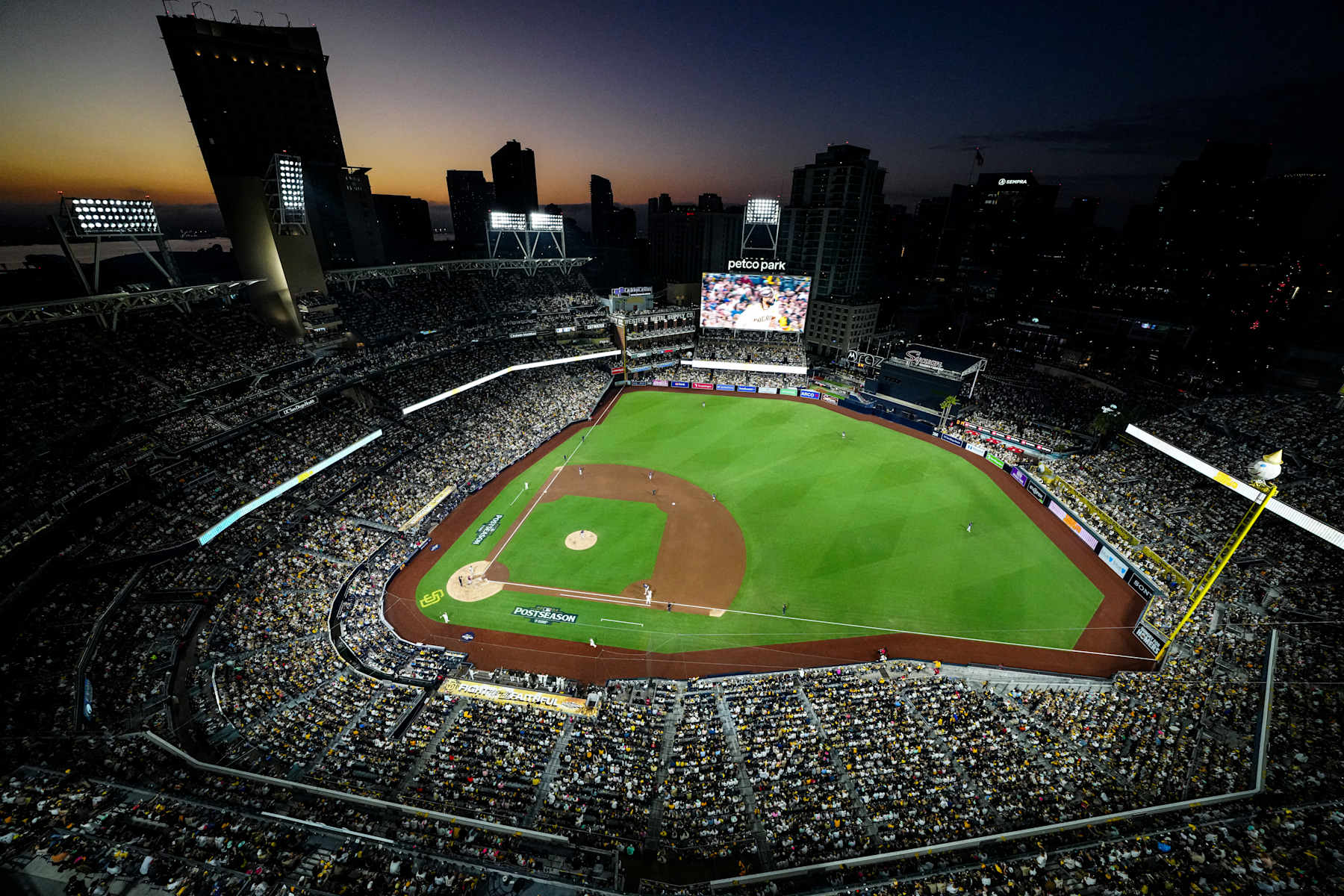 SAN DIEGO, CA - OCTOBER 02: A general view of Petco Par during Game 2 of the Wild Card Series presented by T-Mobile 5G Home Internet between the Atlanta Braves and the San Diego Padres at Petco Park on Wednesday, October 2, 2024 in San Diego, California. (Photo by Daniel Shirey/MLB Photos via Getty Images)