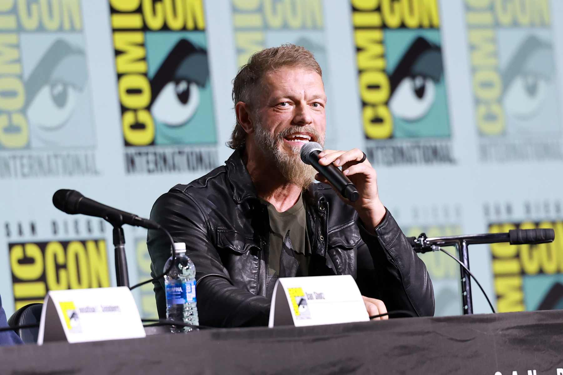 SAN DIEGO, CALIFORNIA - JULY 25: Adam Copeland speaks onstage during the "Percy Jackson And The Olympians" panel during 2024 Comic-Con International at San Diego Convention Center on July 25, 2024 in San Diego, California. (Photo by Matt Winkelmeyer/Getty Images)