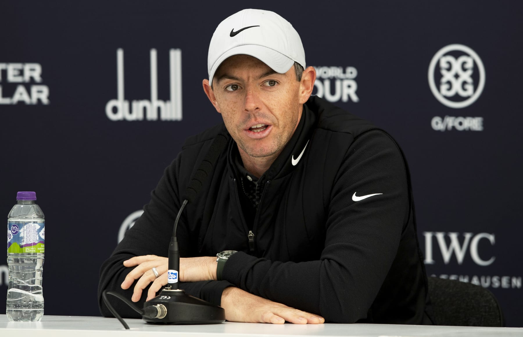 ST ANDREWS, SCOTLAND - SEPTEMBER 28: Rory McIlroy of Northern Ireland speaks in a press conference during a practice round prior to the Alfred Dunhill Links Championship on the Old Course St. Andrews on September 28, 2022 in St Andrews, Scotland. (Photo by Paul Devlin/SNS Group via Getty Images) ST ANDREWS, SCOTLAND - SEPTEMBER 28: Rory McIlroy of Northern Ireland speaks in a press conference during a practice round prior to the Alfred Dunhill Links Championship on the Old Course St. Andrews on September 28, 2022 in St Andrews, Scotland. (Photo by Paul Devlin/SNS Group via Getty Images)