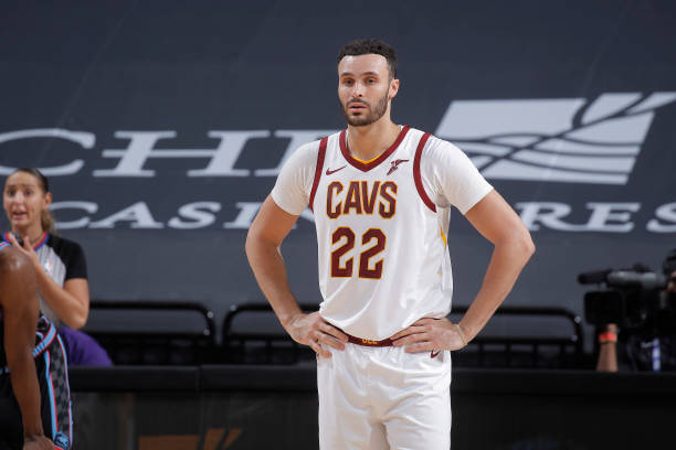 SACRAMENTO, CA - MARCH 27: Larry Nance Jr. #22 of the Cleveland Cavaliers looks on during the game against the Sacramento Kings on March 27, 2021 at Golden 1 Center in Sacramento, California. NOTE TO USER: User expressly acknowledges and agrees that, by downloading and or using this photograph, User is consenting to the terms and conditions of the Getty Images Agreement. Mandatory Copyright Notice: Copyright 2021 NBAE (Photo by Rocky Widner/NBAE via Getty Images)