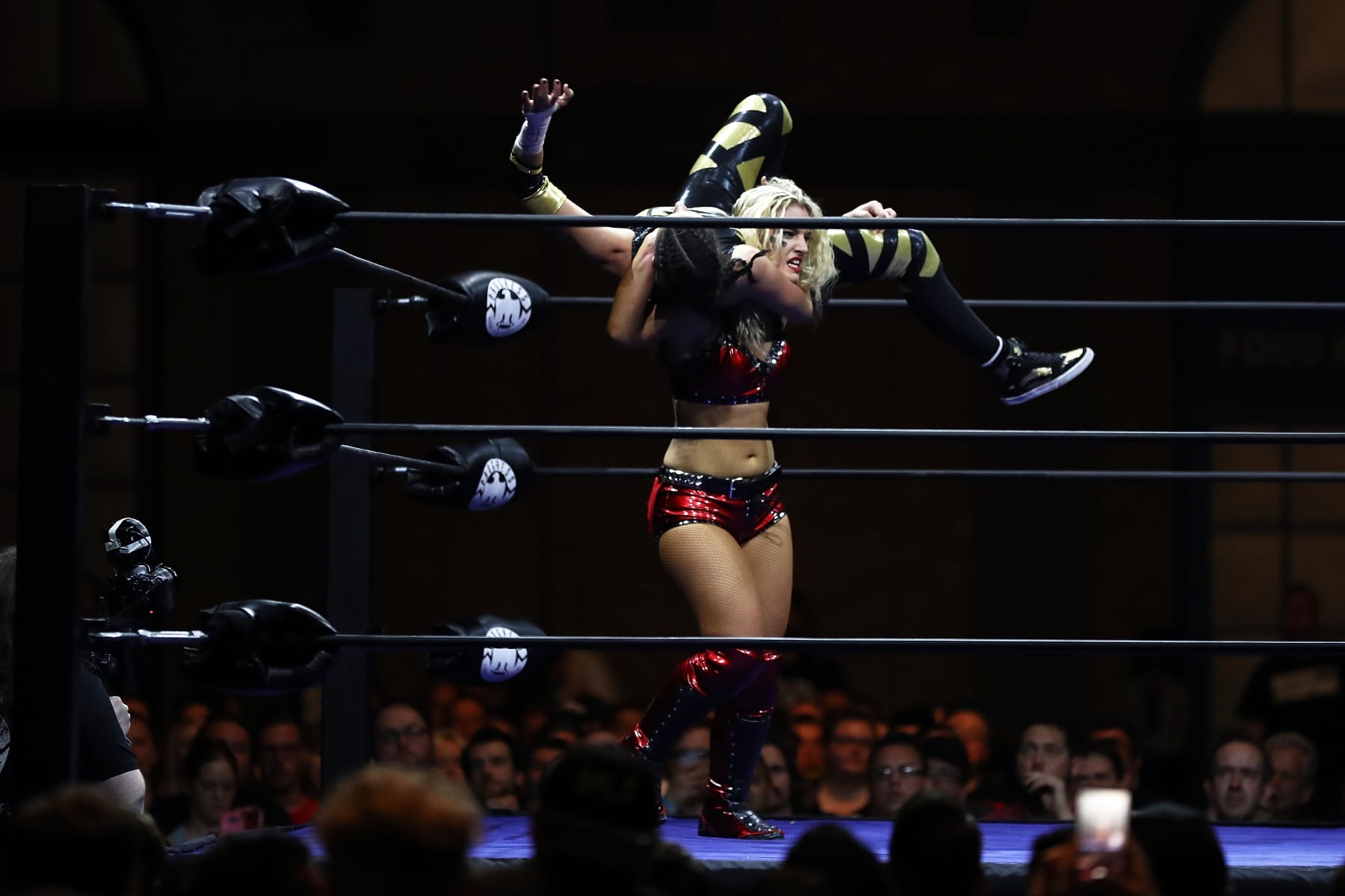 LONDON, ENGLAND - MAY 07:  Charlie Morgan of Great Britain fights Toni Storm of Australia during the Progress Wrestling Super Strong Style 16 final at Alexandra Palace on May 7, 2018 in London, England.  (Photo by Bryn Lennon/Getty Images)