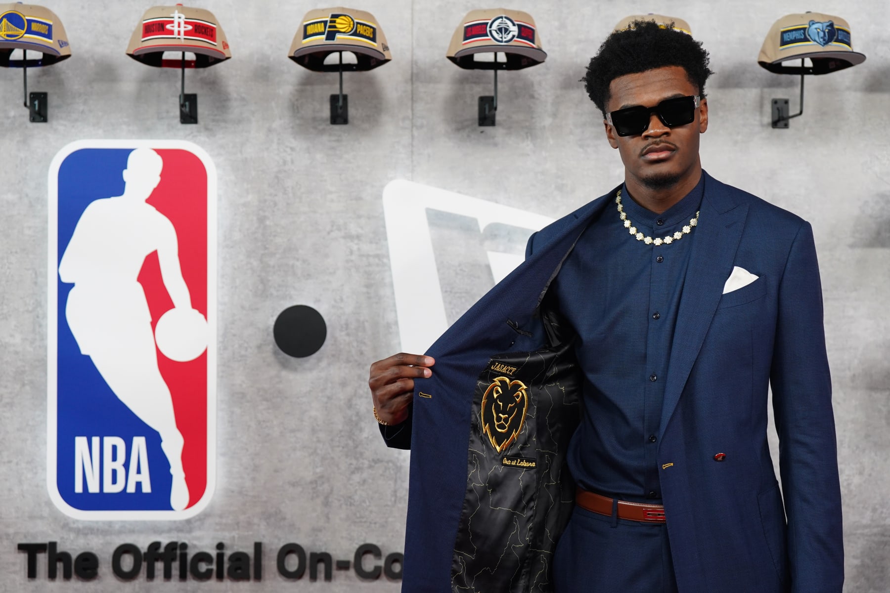 BROOKLYN, NY - JUNE 26: Yves Missi poses for a photo during the 2024 NBA Draft - Round One on June 26, 2024 at Barclays Center in Brooklyn, New York. NOTE TO USER: User expressly acknowledges and agrees that, by downloading and or using this photograph, User is consenting to the terms and conditions of the Getty Images License Agreement. Mandatory Copyright Notice: Copyright 2024 NBAE (Photo by Catalina Fragoso/NBAE via Getty Images)