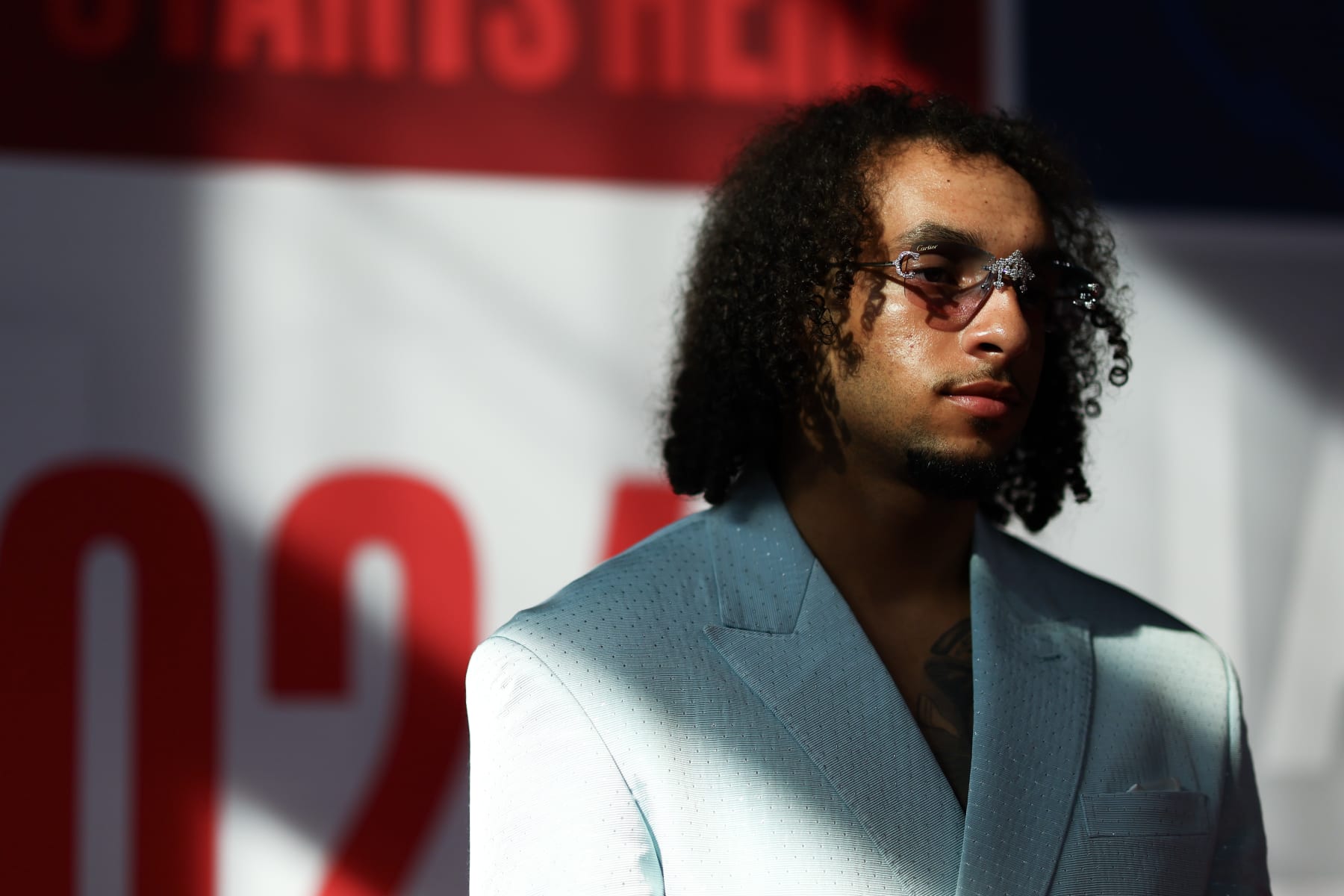 NEW YORK, NEW YORK - JUNE 26: Devin Carter arrives prior to the first round of the 2024 NBA Draft at Barclays Center on June 26, 2024 in the Brooklyn borough of New York City. NOTE TO USER: User expressly acknowledges and agrees that, by downloading and or using this photograph, User is consenting to the terms and conditions of the Getty Images License Agreement. (Photo by Sarah Stier/Getty Images)
