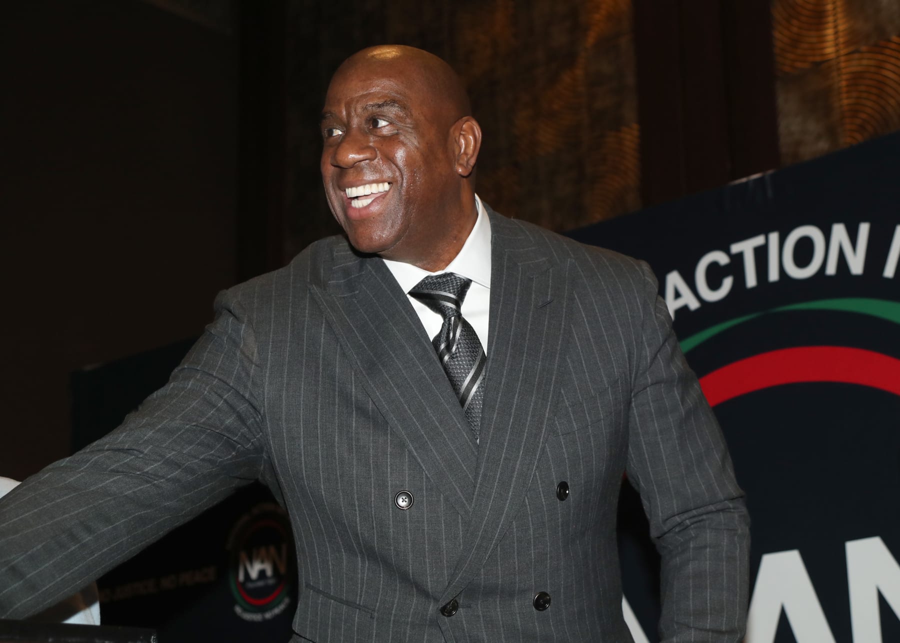 NEW YORK, NEW YORK - APRIL 13: Earvin "Magic" Johnson attends The National Action Network's Women's Empowerment Luncheon on April 13, 2023 in New York City. (Photo by Johnny Nunez/WireImage)