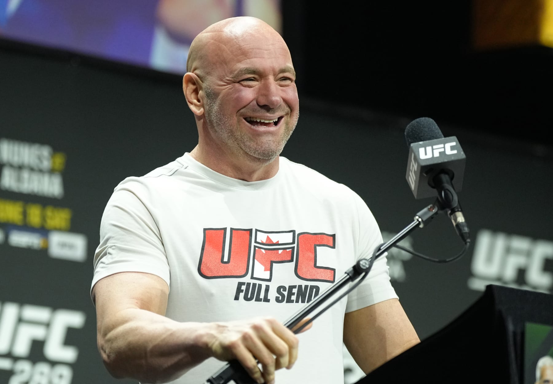 VANCOUVER, BRITISH COLUMBIA - JUNE 08: UFC president Dana White is seen during the UFC 289 press conference at Rogers Arena on June 08, 2023 in Vancouver, British Columbia. (Photo by Jeff Bottari/Zuffa LLC via Getty Images)