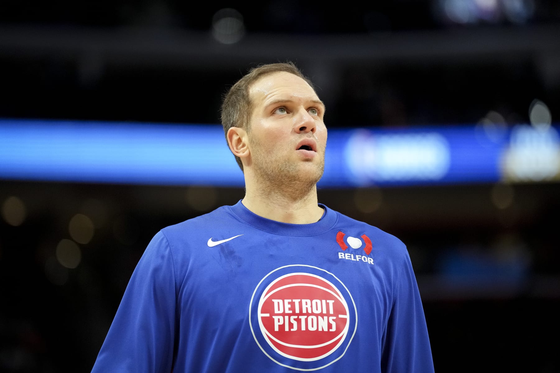 DETROIT, MICHIGAN - DECEMBER 26: Bojan Bogdanovic #44 of the Detroit Pistons looks on against the LA Clippers at Little Caesars Arena on December 26, 2022 in Detroit, Michigan. NOTE TO USER: User expressly acknowledges and agrees that, by downloading and or using this photograph, User is consenting to the terms and conditions of the Getty Images License Agreement. (Photo by Nic Antaya/Getty Images) DETROIT, MICHIGAN - DECEMBER 26: Bojan Bogdanovic #44 of the Detroit Pistons looks on against the LA Clippers at Little Caesars Arena on December 26, 2022 in Detroit, Michigan. NOTE TO USER: User expressly acknowledges and agrees that, by downloading and or using this photograph, User is consenting to the terms and conditions of the Getty Images License Agreement. (Photo by Nic Antaya/Getty Images)