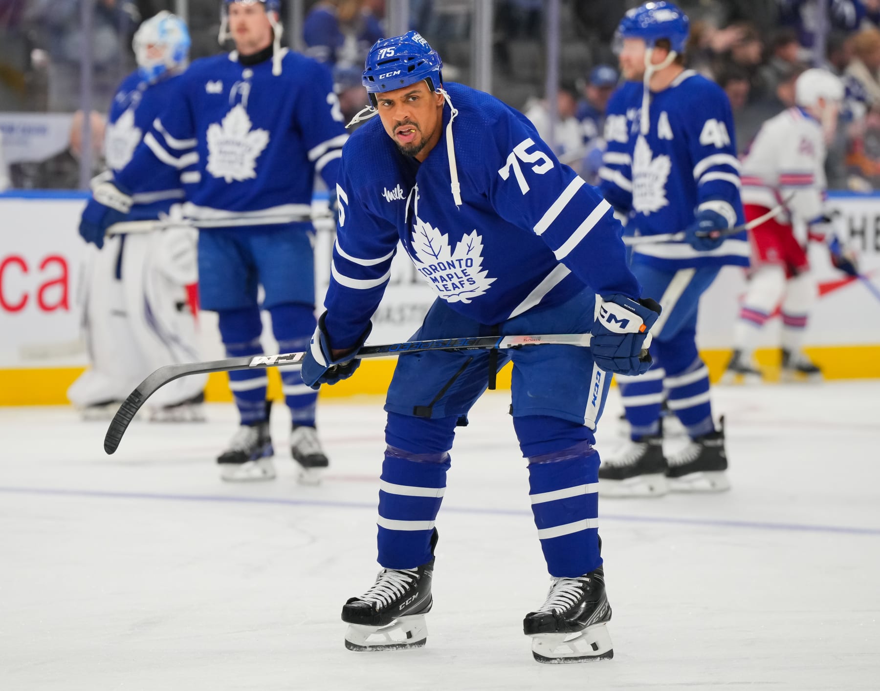 TORONTO, CANADA - MARCH 02: Ryan Reaves #75 of the Toronto Maple Leafs skates against the New York Rangers at Scotiabank Arena on March 02, 2024 in Toronto, Ontario, Canada. (Photo by Chris Tanouye/Getty Images) TORONTO, CANADA - MARCH 02: Ryan Reaves #75 of the Toronto Maple Leafs skates against the New York Rangers at Scotiabank Arena on March 02, 2024 in Toronto, Ontario, Canada. (Photo by Chris Tanouye/Getty Images)
