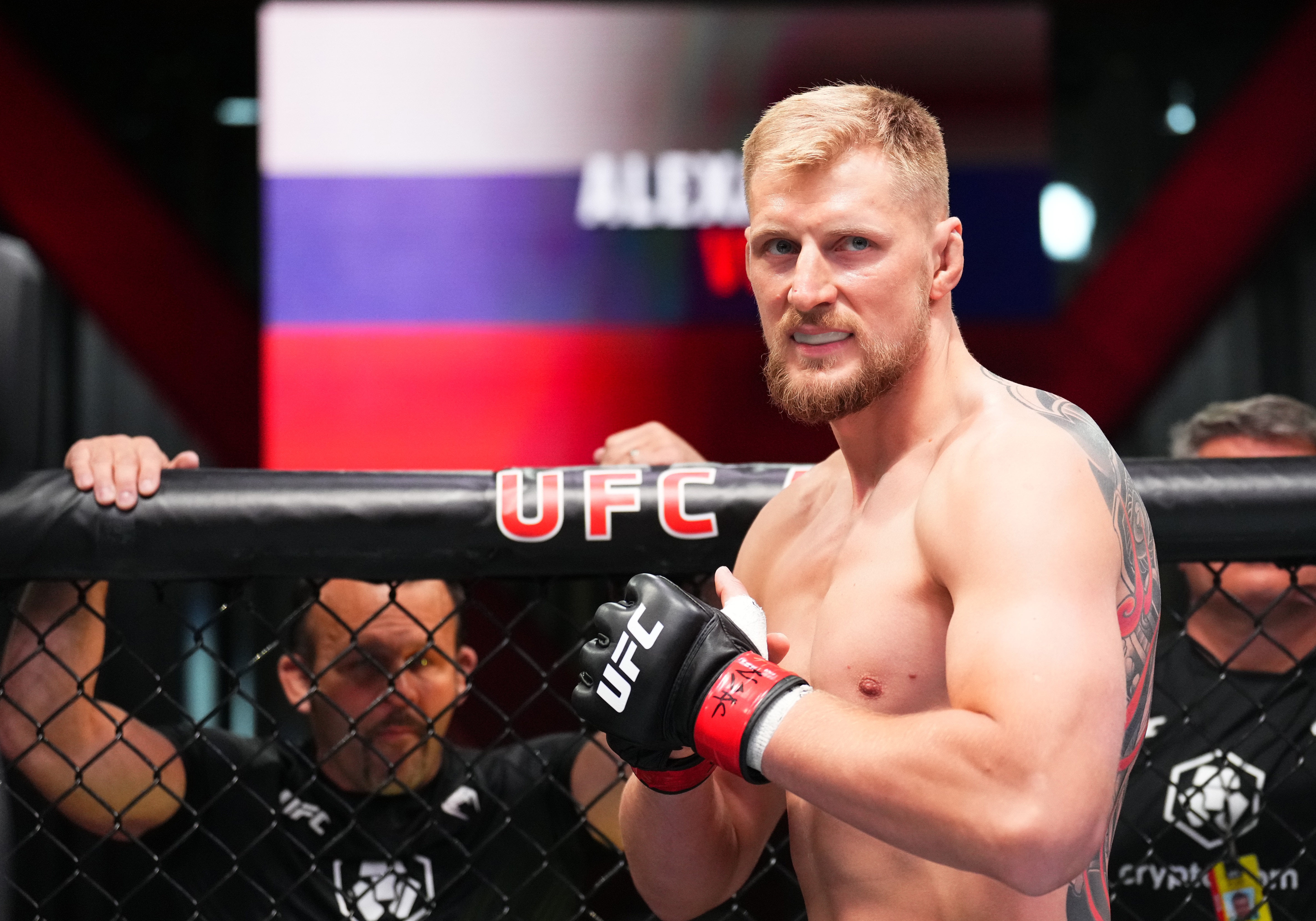 LAS VEGAS, NEVADA - JUNE 04: Alexander Volkov of Russia preapres to fight Jairzinho Rozenstruik of Suriname in a heavyweight fight during the UFC Fight Night event at UFC APEX on June 04, 2022 in Las Vegas, Nevada. (Photo by Chris Unger/Zuffa LLC)