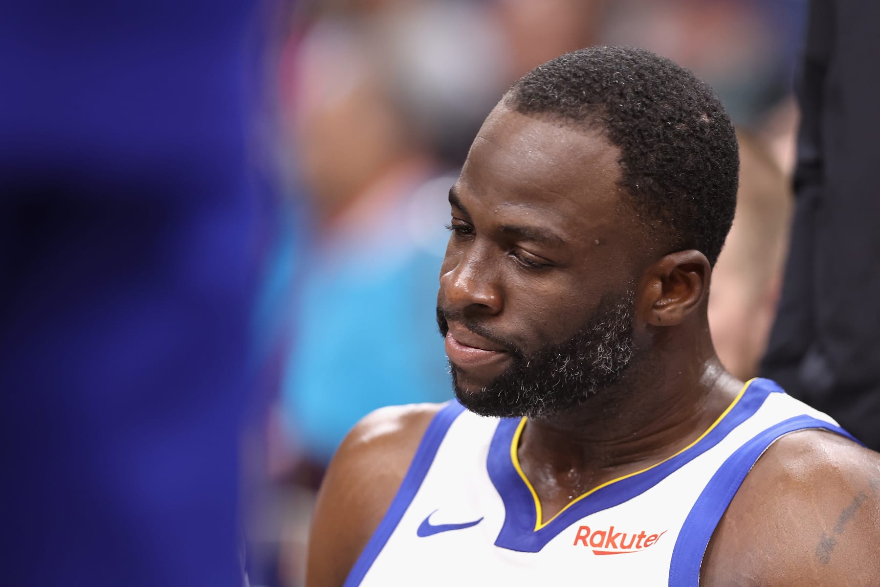 PHOENIX, ARIZONA - DECEMBER 12: Draymond Green #23 of the Golden State Warriors reacts after being ejected for a flagrant foul during the second half of the NBA game against the Phoenix Suns at Footprint Center on December 12, 2023 in Phoenix, Arizona. The Suns defeated the Warriors 119-116. NOTE TO USER: User expressly acknowledges and agrees that, by downloading and or using this photograph, User is consenting to the terms and conditions of the Getty Images License Agreement.  (Photo by Christian Petersen/Getty Images)
