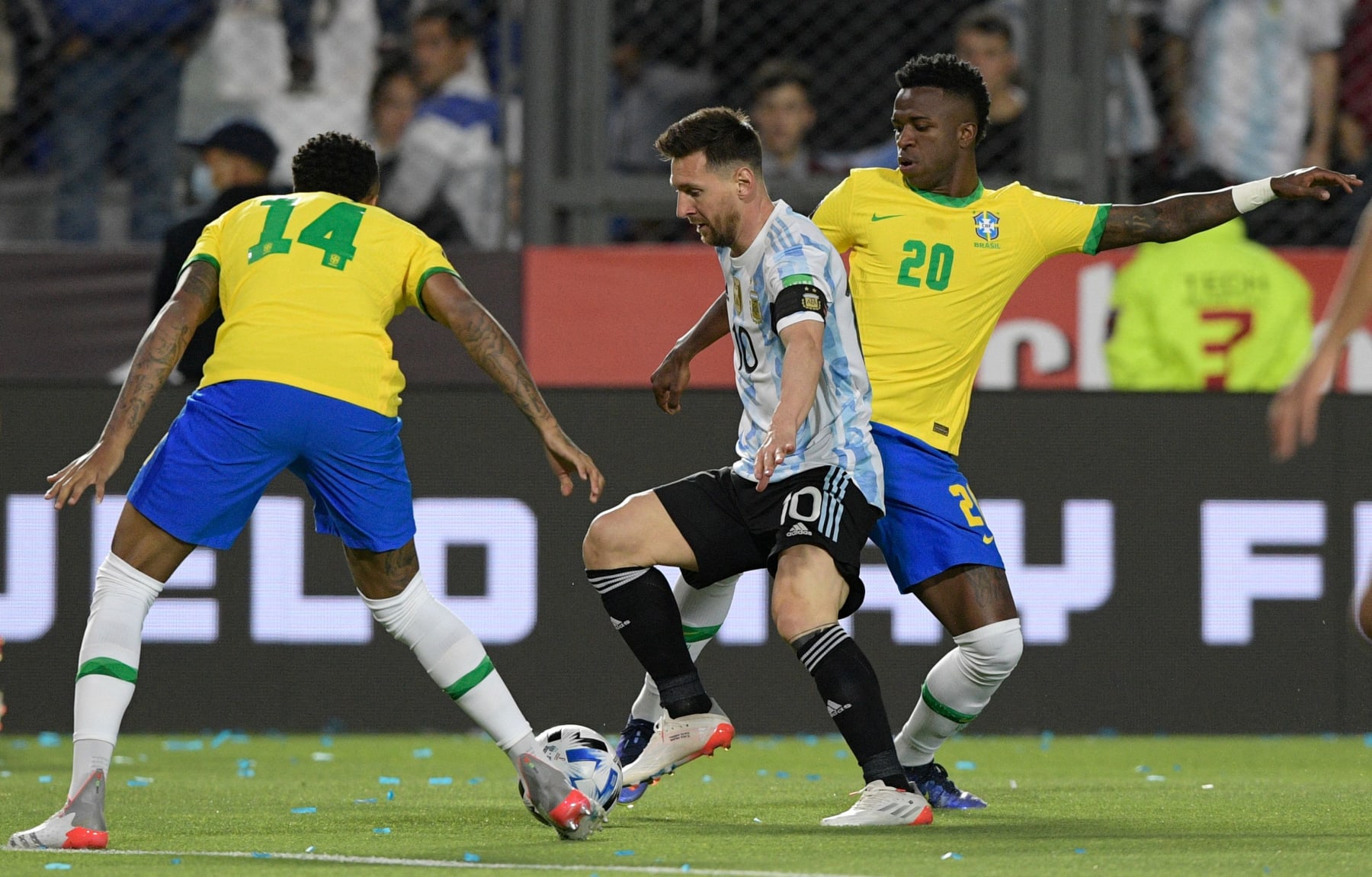 Eder Militao, Lionel Messi and Vinicius Jr.