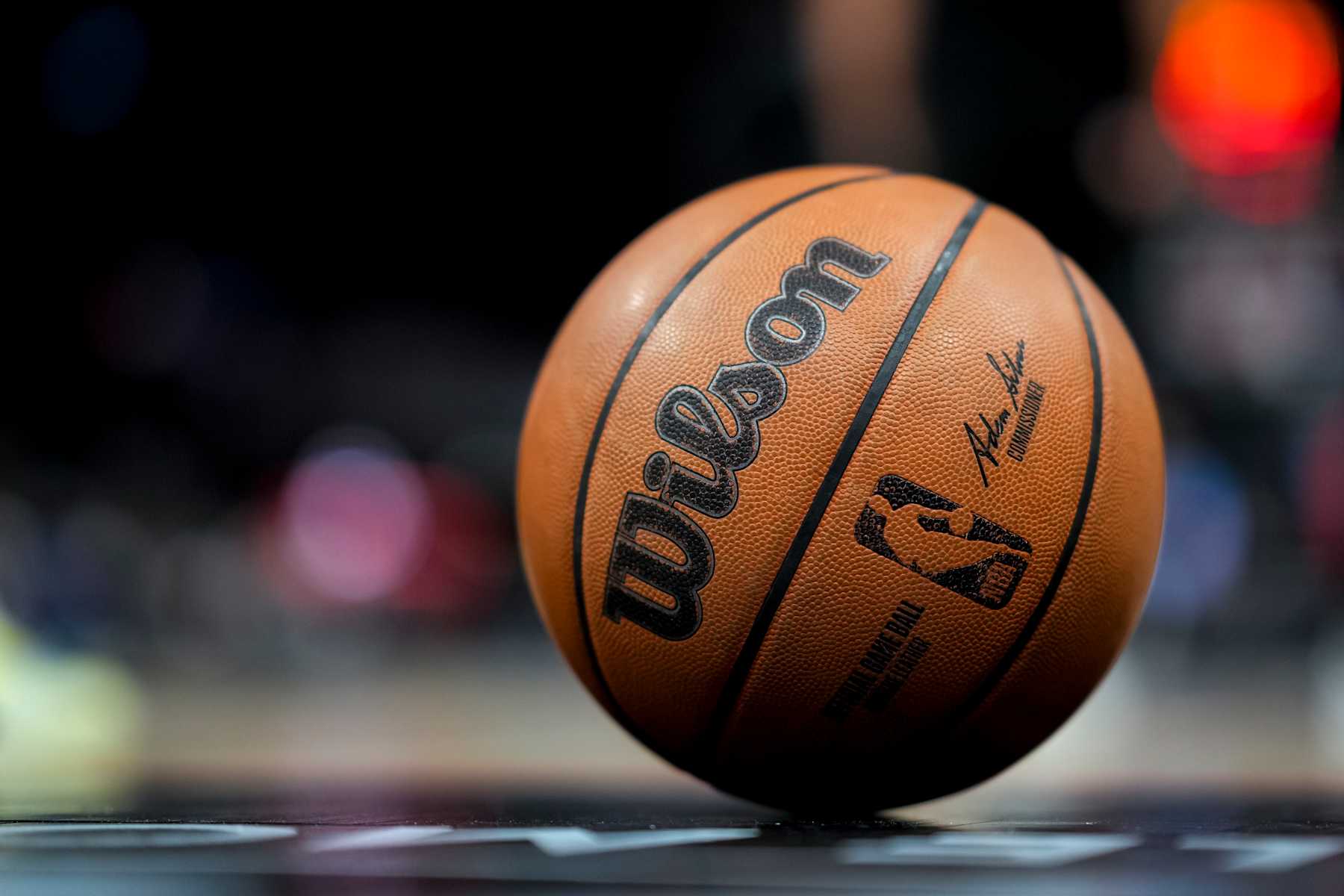 DETROIT, MICHIGAN - MARCH 20: A Wilson brand NBA official game ball basketball is pictured during the game between the Detroit Pistons and Indiana Pacers at Little Caesars Arena on March 20, 2024 in Detroit, Michigan. NOTE TO USER: User expressly acknowledges and agrees that, by downloading and or using this photograph, User is consenting to the terms and conditions of the Getty Images License Agreement. (Photo by Nic Antaya/Getty Images)