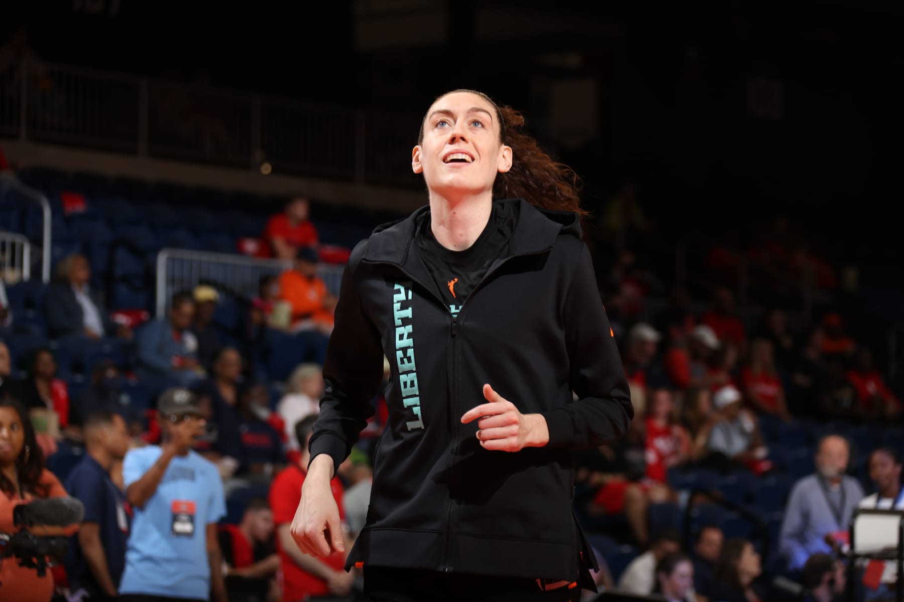 WASHINGTON, D.C - MAY 19: Breanna Stewart #30 of the New York Liberty warms up before the game against the Washington Mystics on May 19, 2023 at Entertainment & Sports Arena in Washington, D.C.. NOTE TO USER: User expressly acknowledges and agrees that, by downloading and or using this Photograph, user is consenting to the terms and conditions of the Getty Images License Agreement. Mandatory Copyright Notice: Copyright 2023 NBAE (Photo by Stephen Gosling/NBAE via Getty Images)