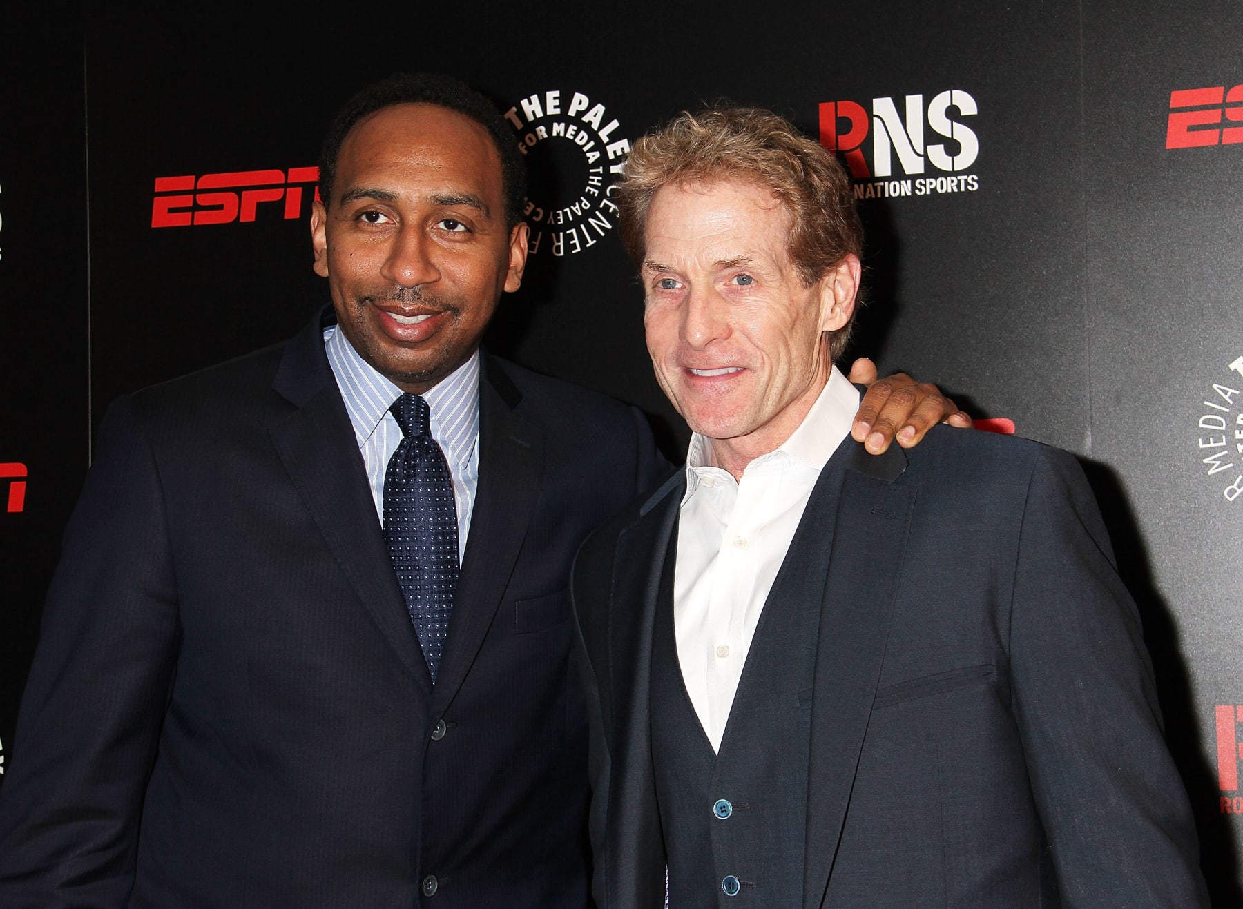 NEW YORK, NY - MAY 28:  Stephen A. Smith and Skip Bayless attend the The Paley Center for Media 2014 Spring Benefit Dinner at 583 Park Avenue on May 28, 2014 in New York City.  (Photo by Laura Cavanaugh/FilmMagic)