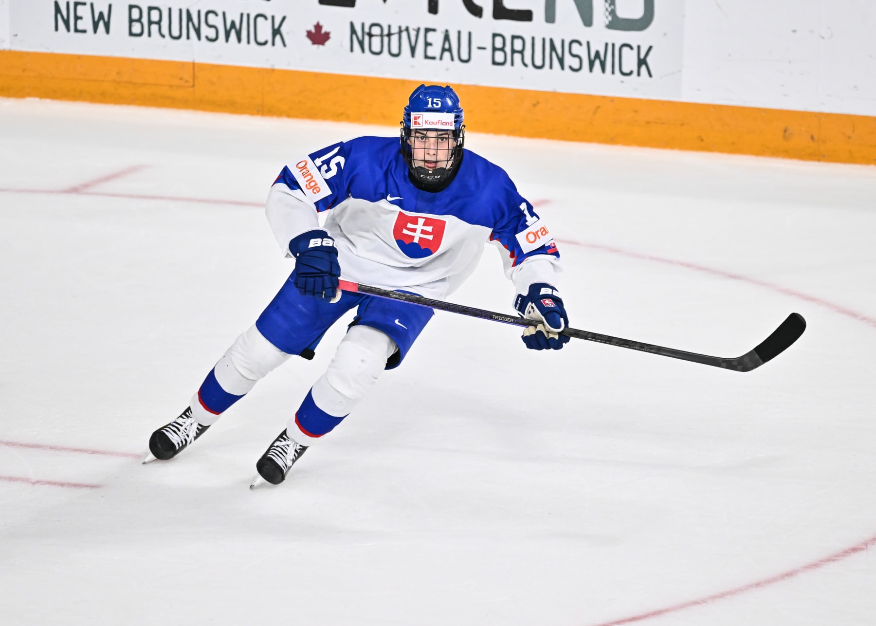 HALIFAX, CANADA - JANUARY 02:  Dalibor Dvorsky #15 of Team Slovakia skates against Team Canada during the second period in the quarterfinals of the 2023 IIHF World Junior Championship at Scotiabank Centre on January 2, 2023 in Halifax, Nova Scotia, Canada.  Team Canada defeated Team Slovakia 4-3 in overtime.  (Photo by Minas Panagiotakis/Getty Images)