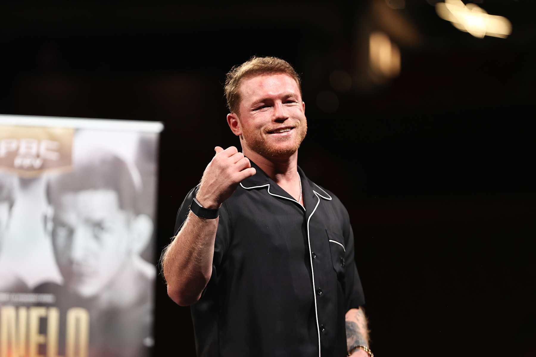 LAS VEGAS, NEVADA - SEPTEMBER 14: Canelo Alvarez speaks during a press conference after defeating Edgar Berlanga at T-Mobile Arena on September 14, 2024 in Las Vegas, Nevada. (Photo by Omar Vega/Getty Images)