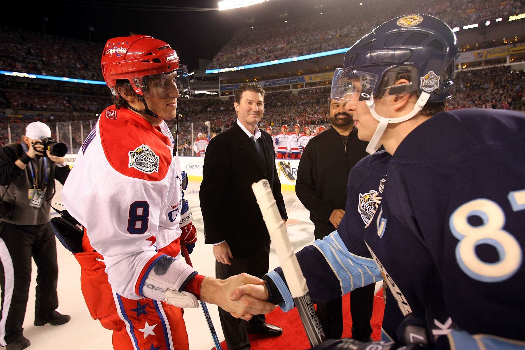 Alex Ovechkin and Sidney Crosby at the 2011 Winter Classic.