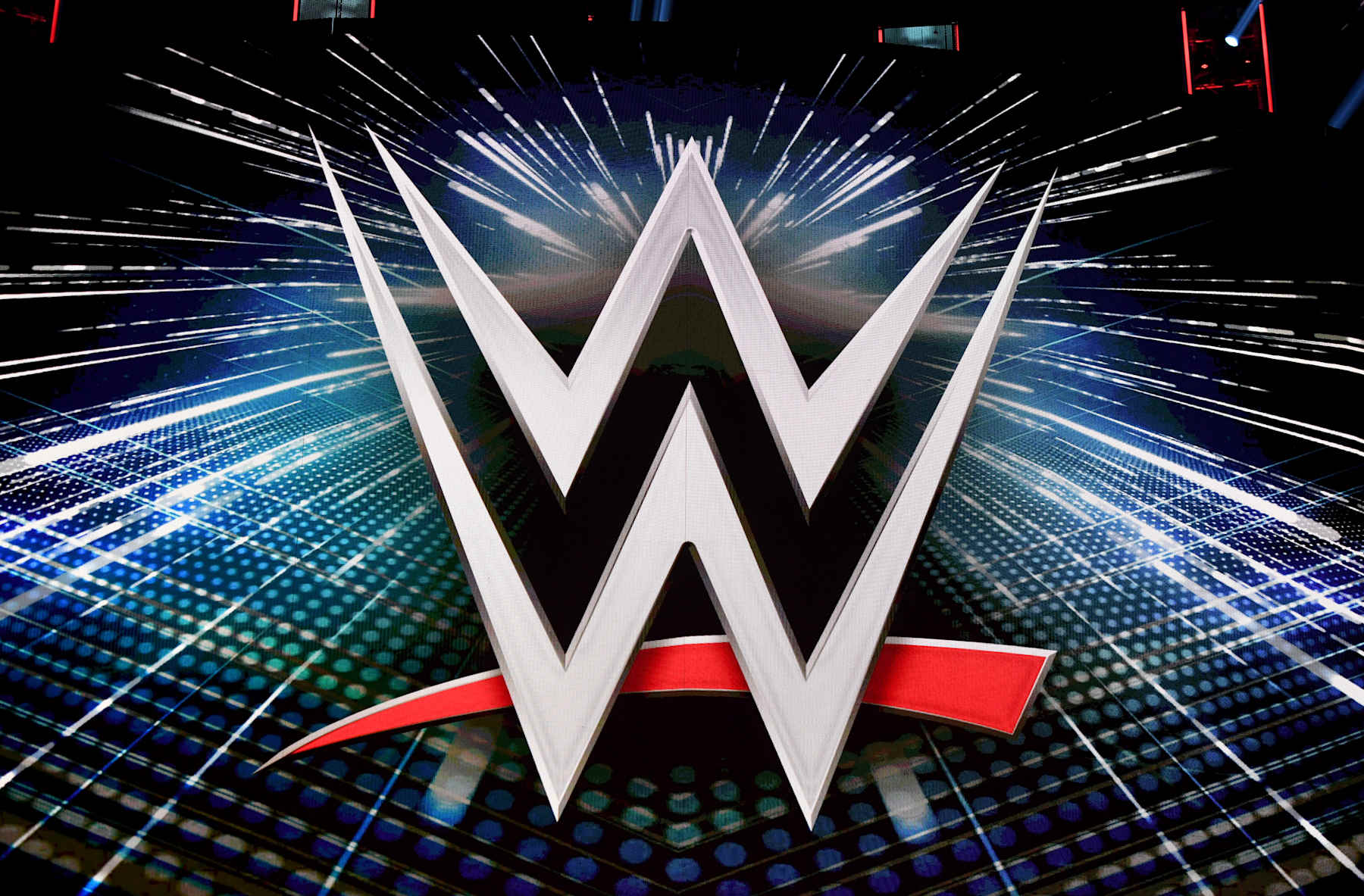LAS VEGAS, NEVADA - OCTOBER 11:  A WWE logo is shown on a screen before a WWE news conference at T-Mobile Arena on October 11, 2019 in Las Vegas, Nevada. It was announced that WWE wrestler Braun Strowman will face heavyweight boxer Tyson Fury and WWE champion Brock Lesnar will take on former UFC heavyweight champion Cain Velasquez at the WWE's Crown Jewel event at Fahd International Stadium in Riyadh, Saudi Arabia on October 31.  (Photo by Ethan Miller/Getty Images)
