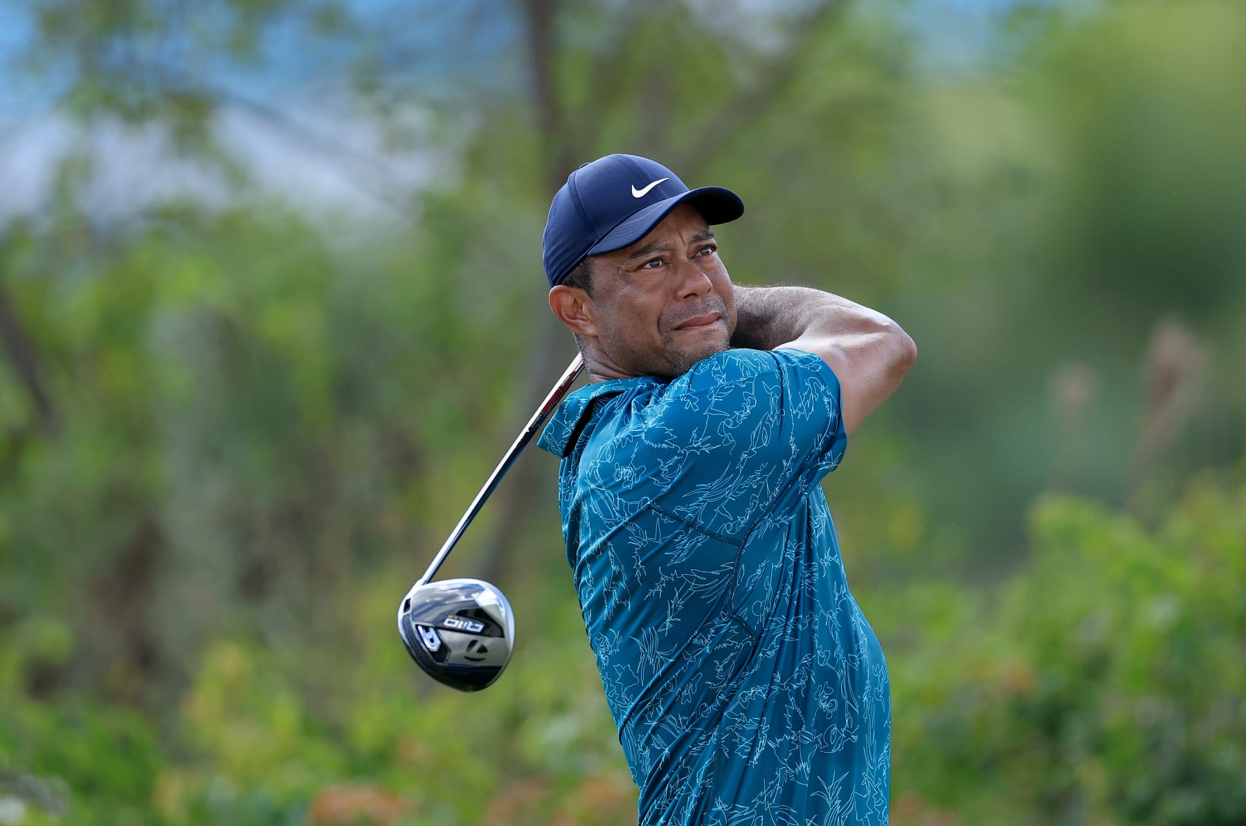 NASSAU, BAHAMAS - DECEMBER 01: Tiger Woods of The United States plays his tee shot on the third hole during the second round of the Hero World Challenge at Albany Golf Course on December 01, 2023 in Nassau, . (Photo by David Cannon/Getty Images)