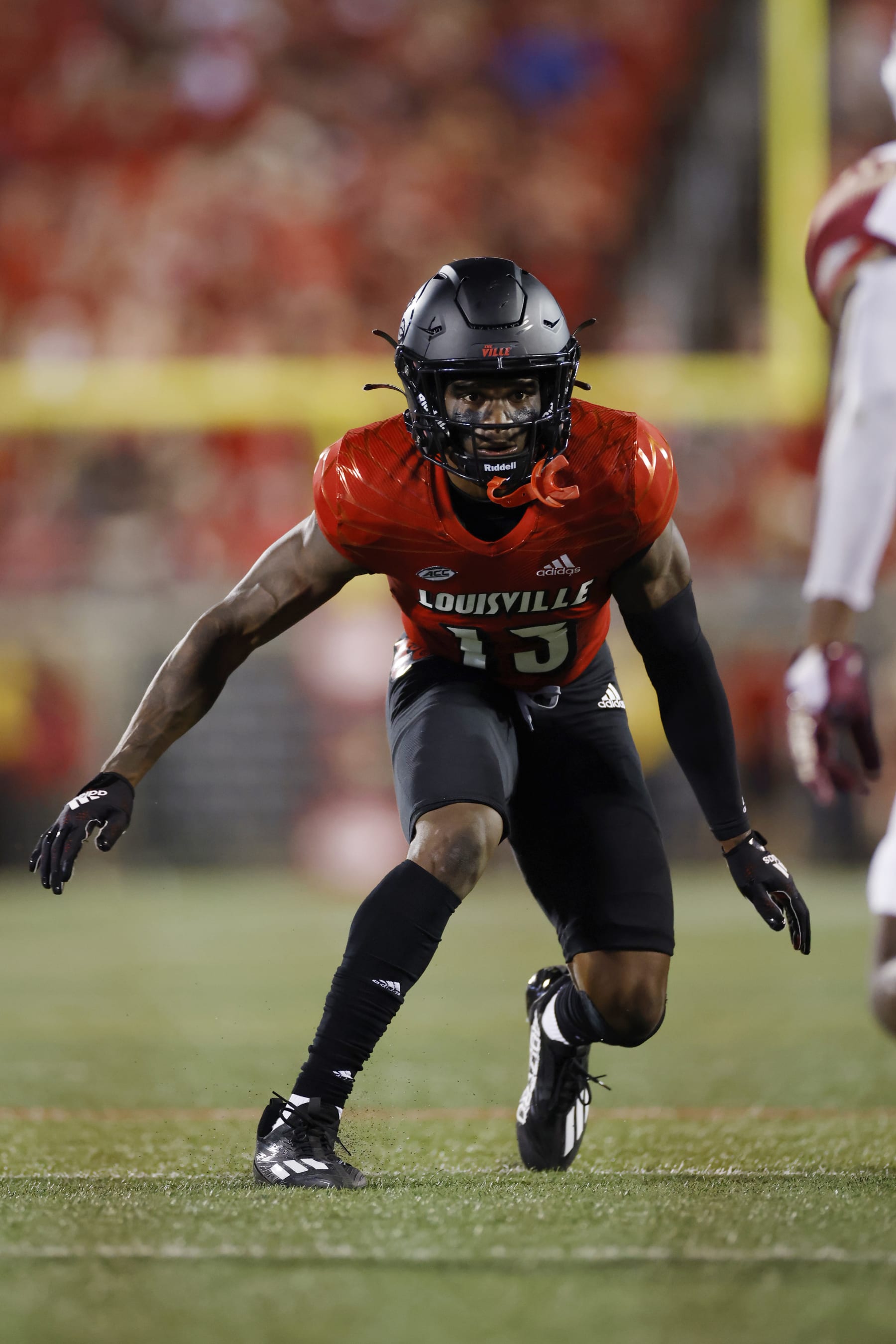 LOUISVILLE, KY - SEPTEMBER 16: Louisville Cardinals defensive back Kei'Trel Clark (13) pursues a play on defense during a college football game against the Florida State Seminoles on September 16, 2022 at Cardinals Stadium in Louisville, Kentucky. (Photo by Joe Robbins/Icon Sportswire via Getty Images)