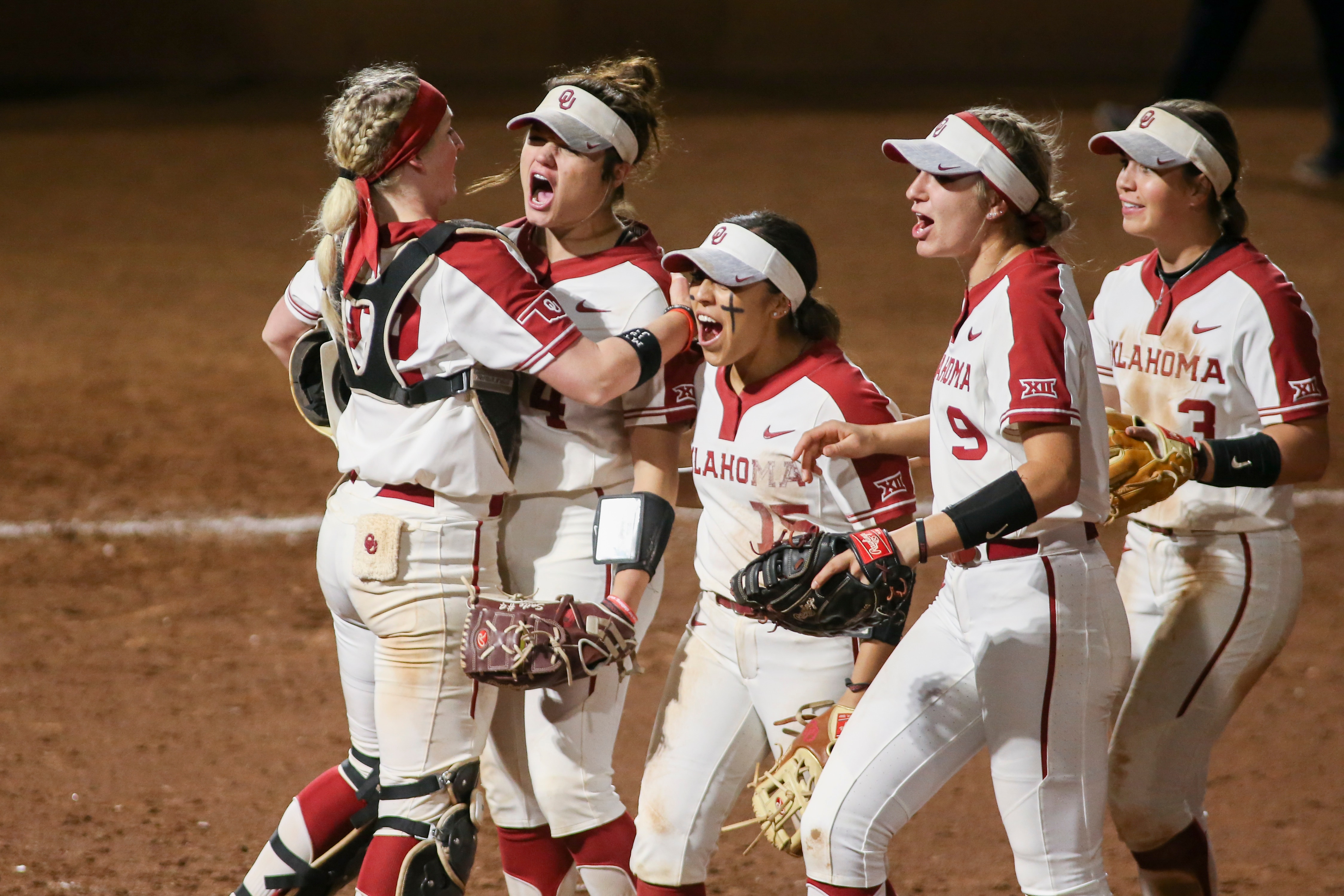 TUCSON, AZ - FEBRUARY 15: Oklahoma Sooners celebrates after defeating Arizona Wildcats on February 15, 2020, at Hillenbrand Stadium in Tucson, AZ. (Photo by Jacob Snow/Icon Sportswire via Getty Images